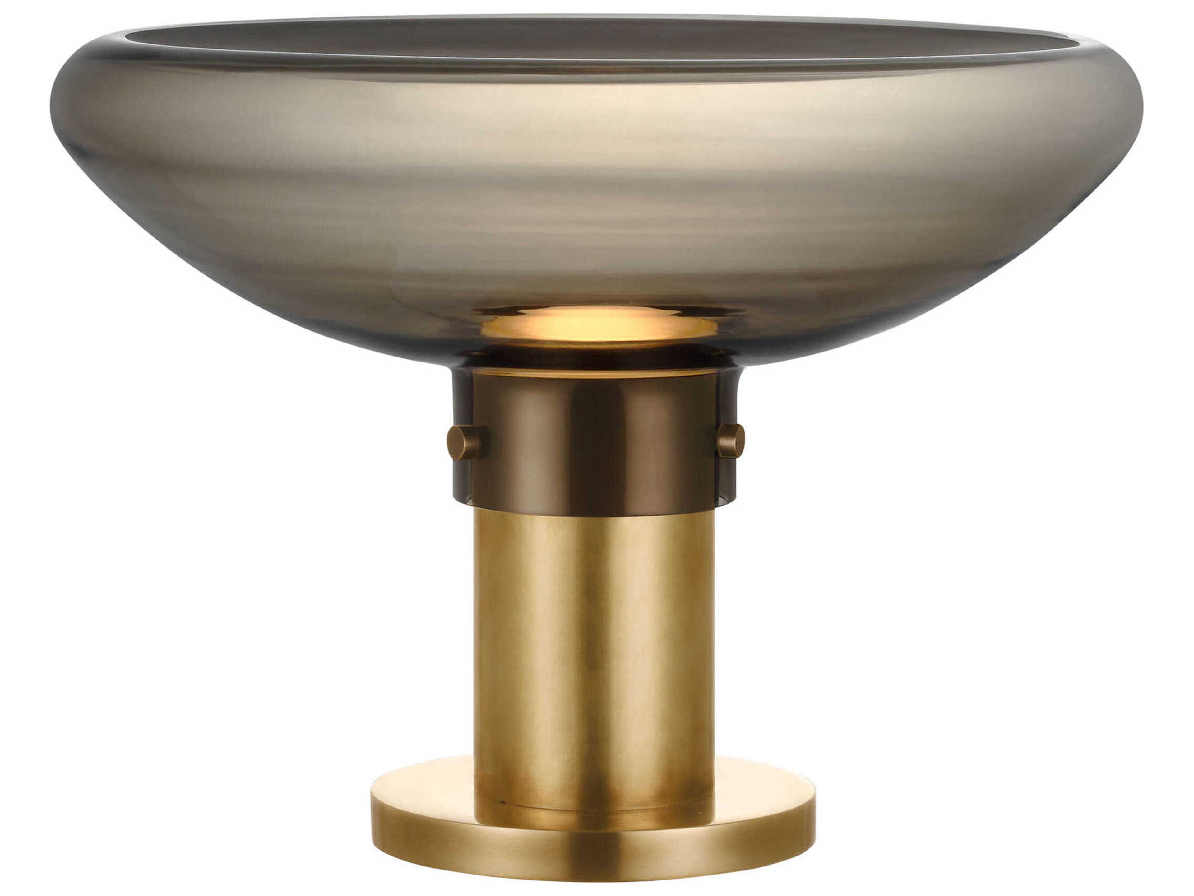 Visual Comfort Modern Morgan Smoke Etched Glass Brass Table Lamp