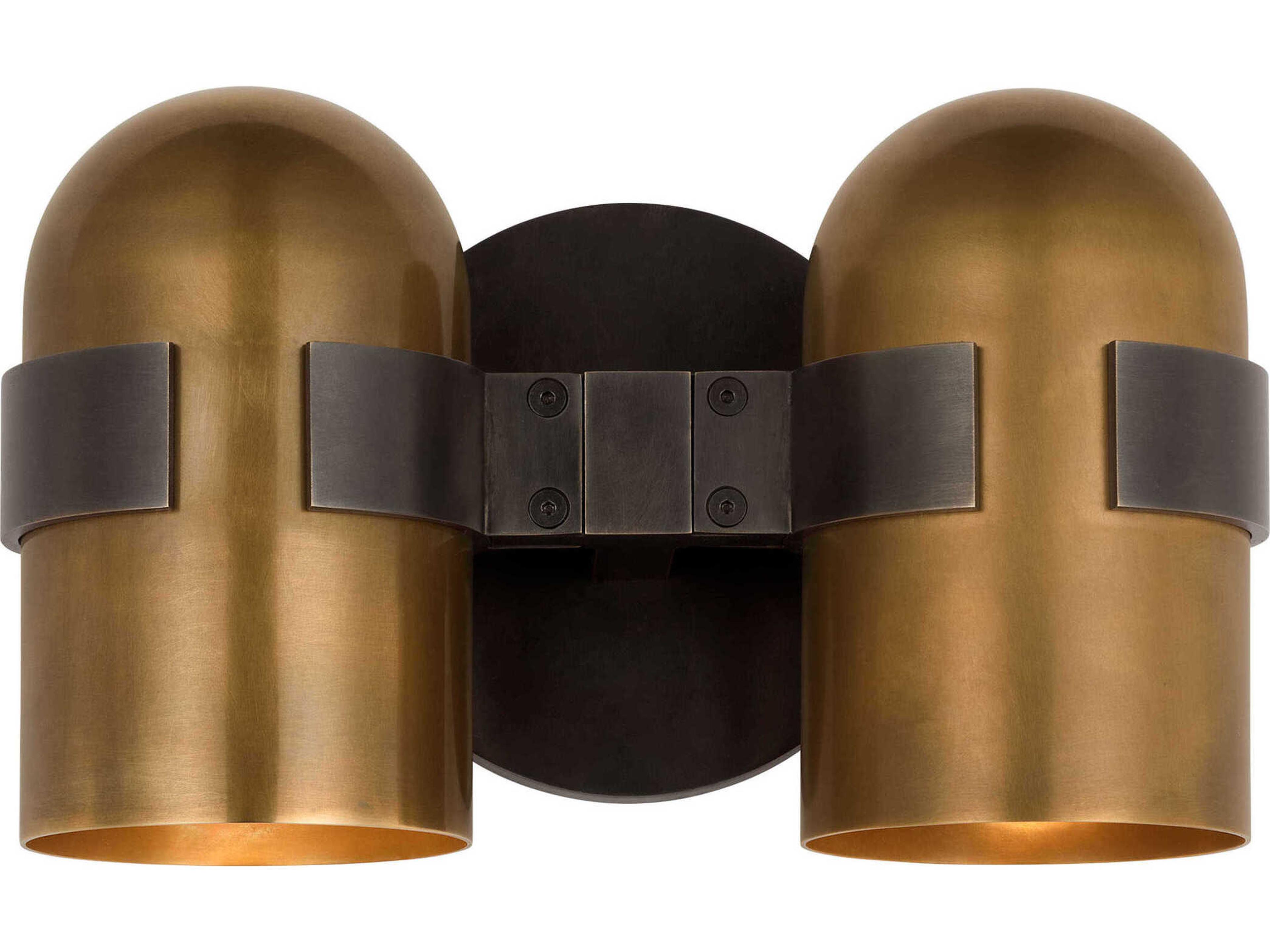 Visual Comfort Modern Octavia 2-Light Blackened Bronze bright Worn Brass Vanity Light