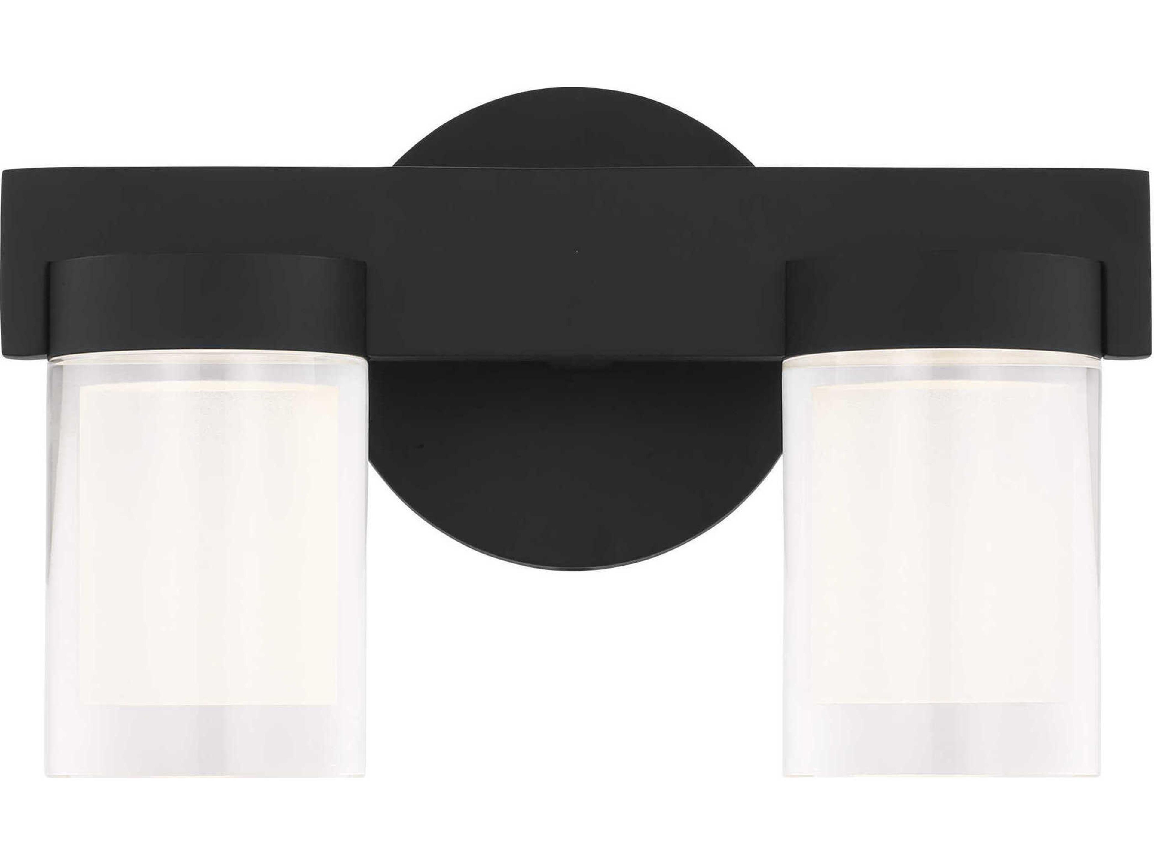 Visual Comfort Modern Esfera 2-Light Nightshade Black Vanity Light