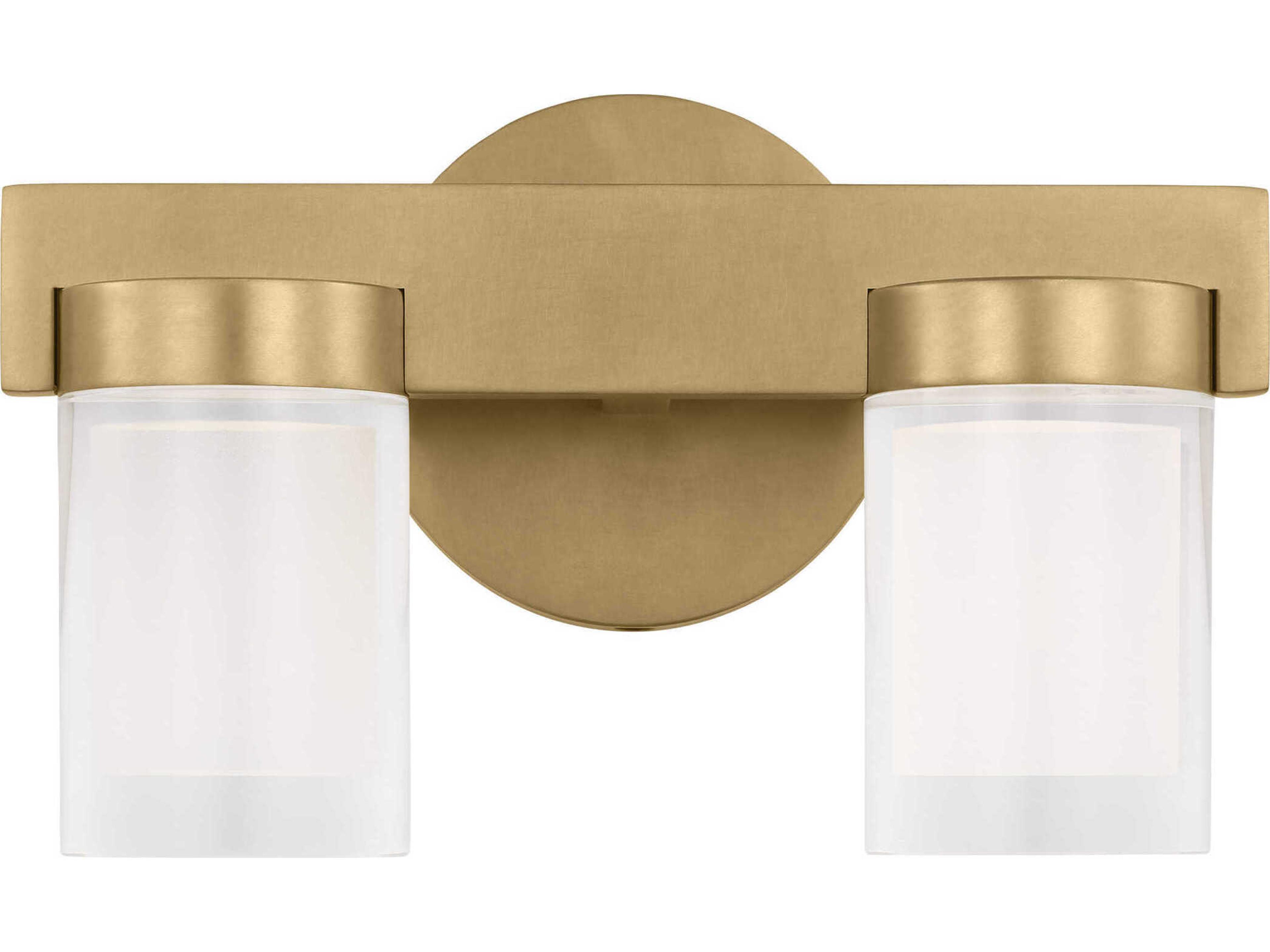 Visual Comfort Modern Esfera 2-Light Natural Brass Vanity Light
