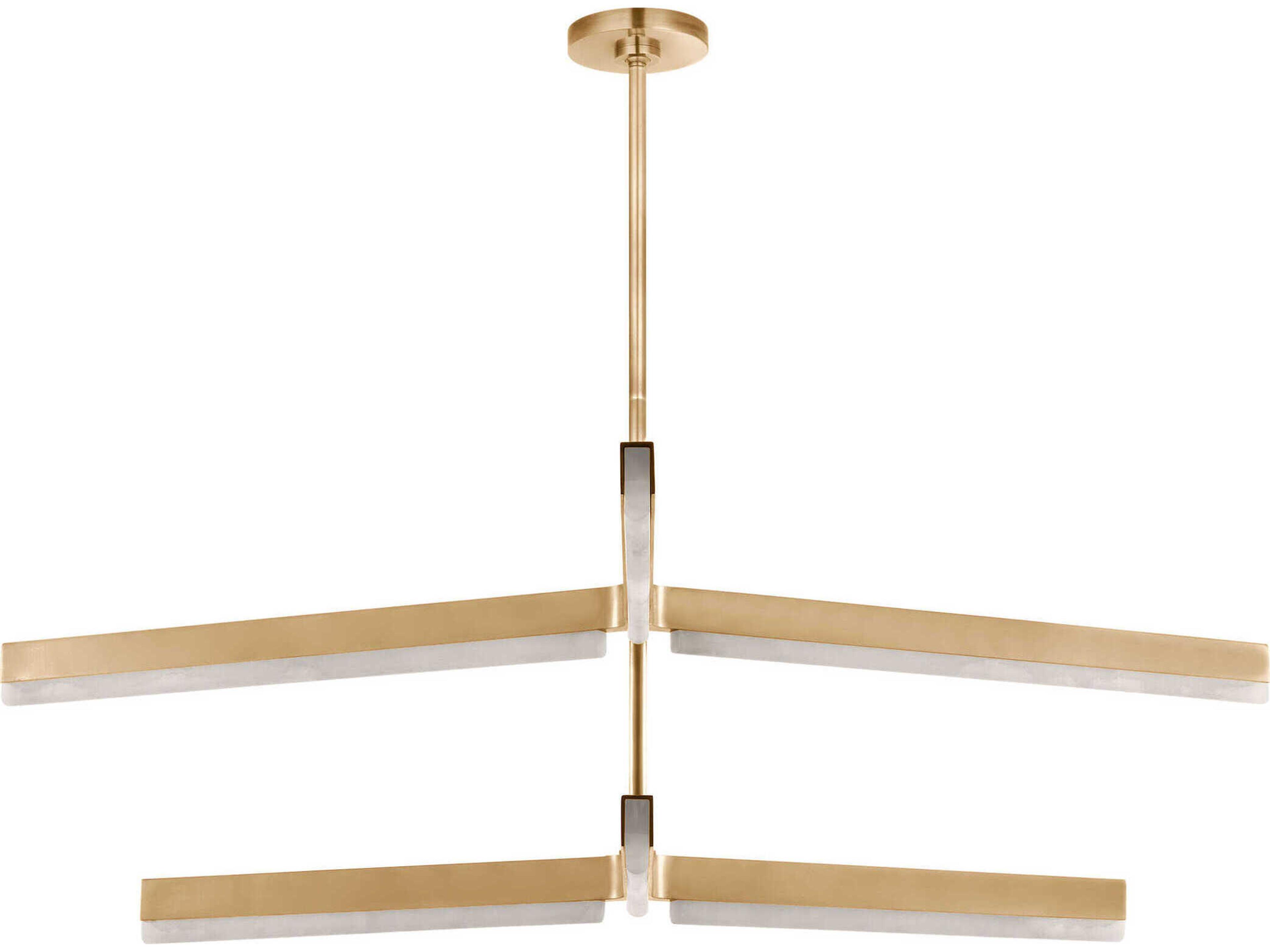 Visual Comfort Modern Linea 6-Light Hand Rubbed Antique Brass Geometric Tiered Chandelier