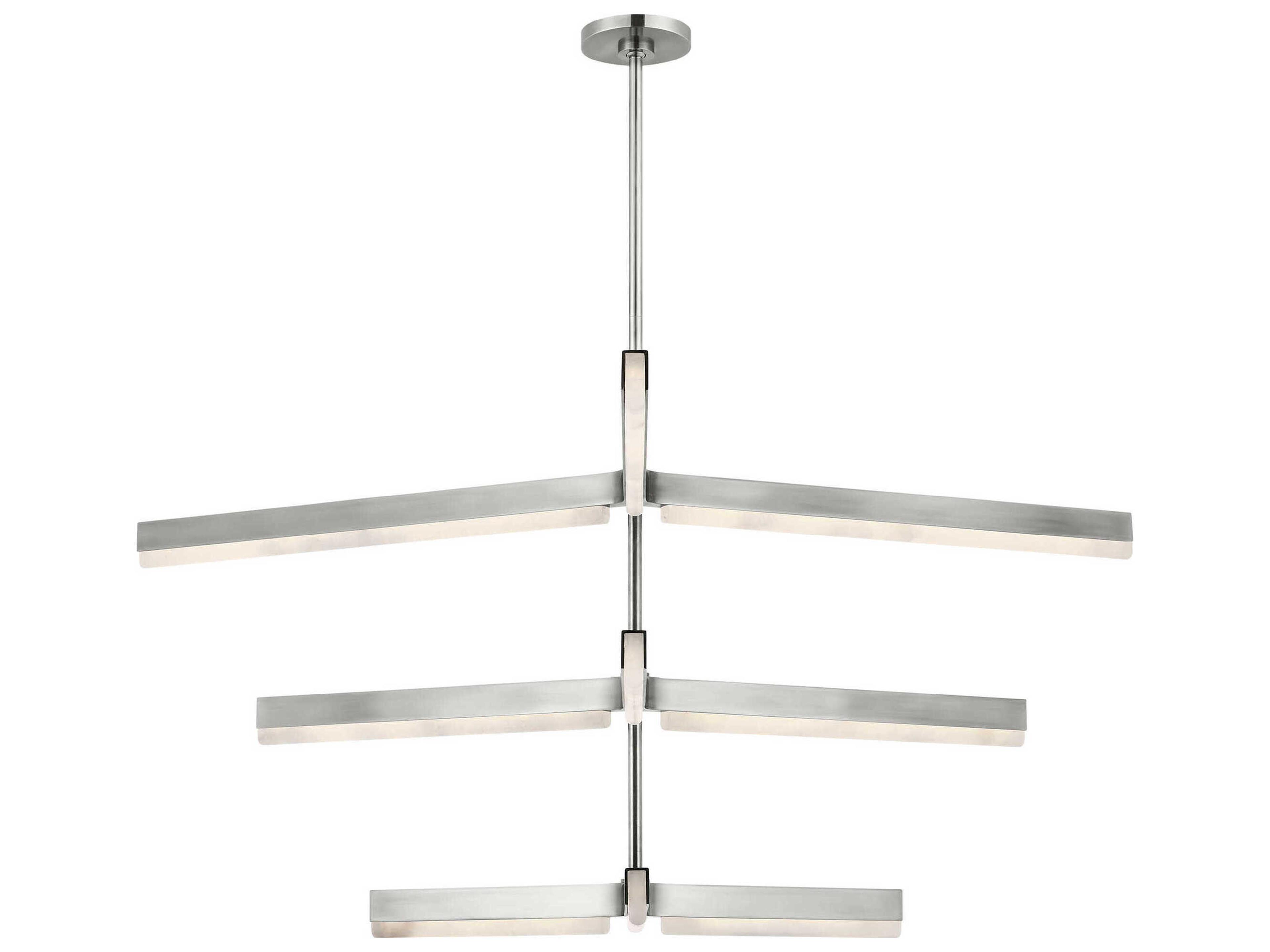 Visual Comfort Modern Linea 9-Light Antique Nickel Geometric Tiered Chandelier