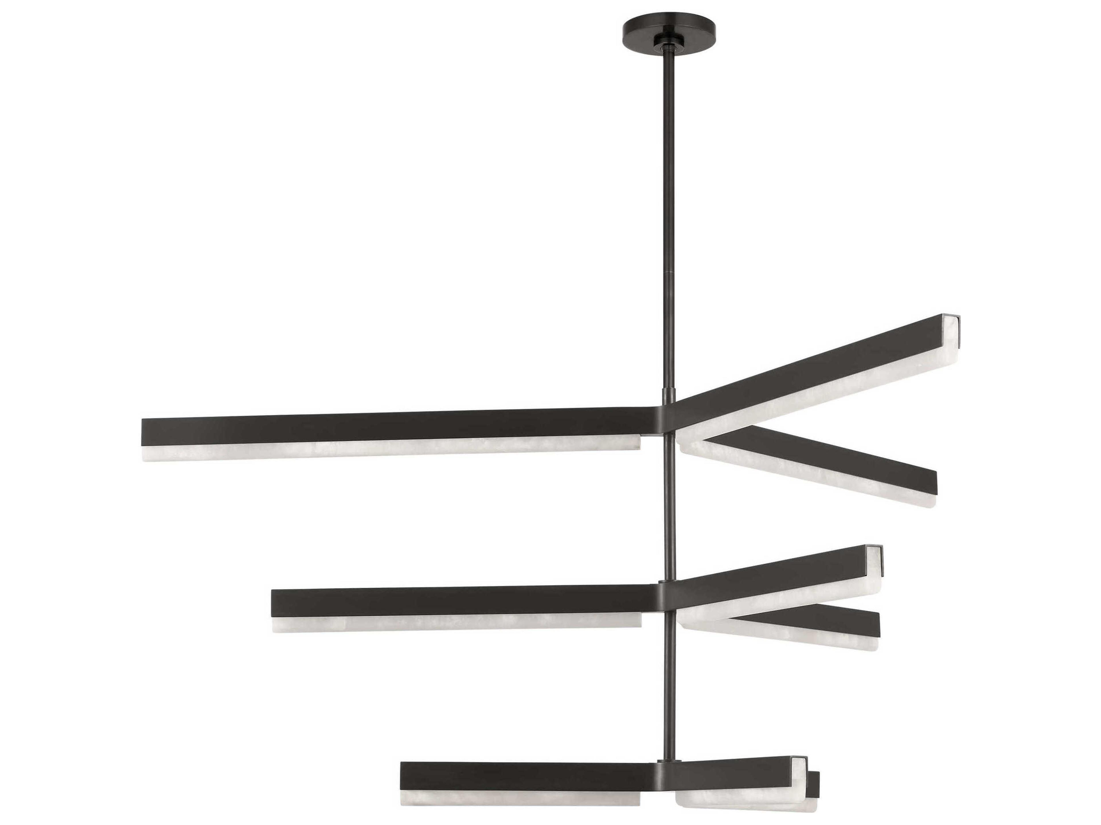 Visual Comfort Modern Linea 9-Light Bronze Geometric Tiered Chandelier