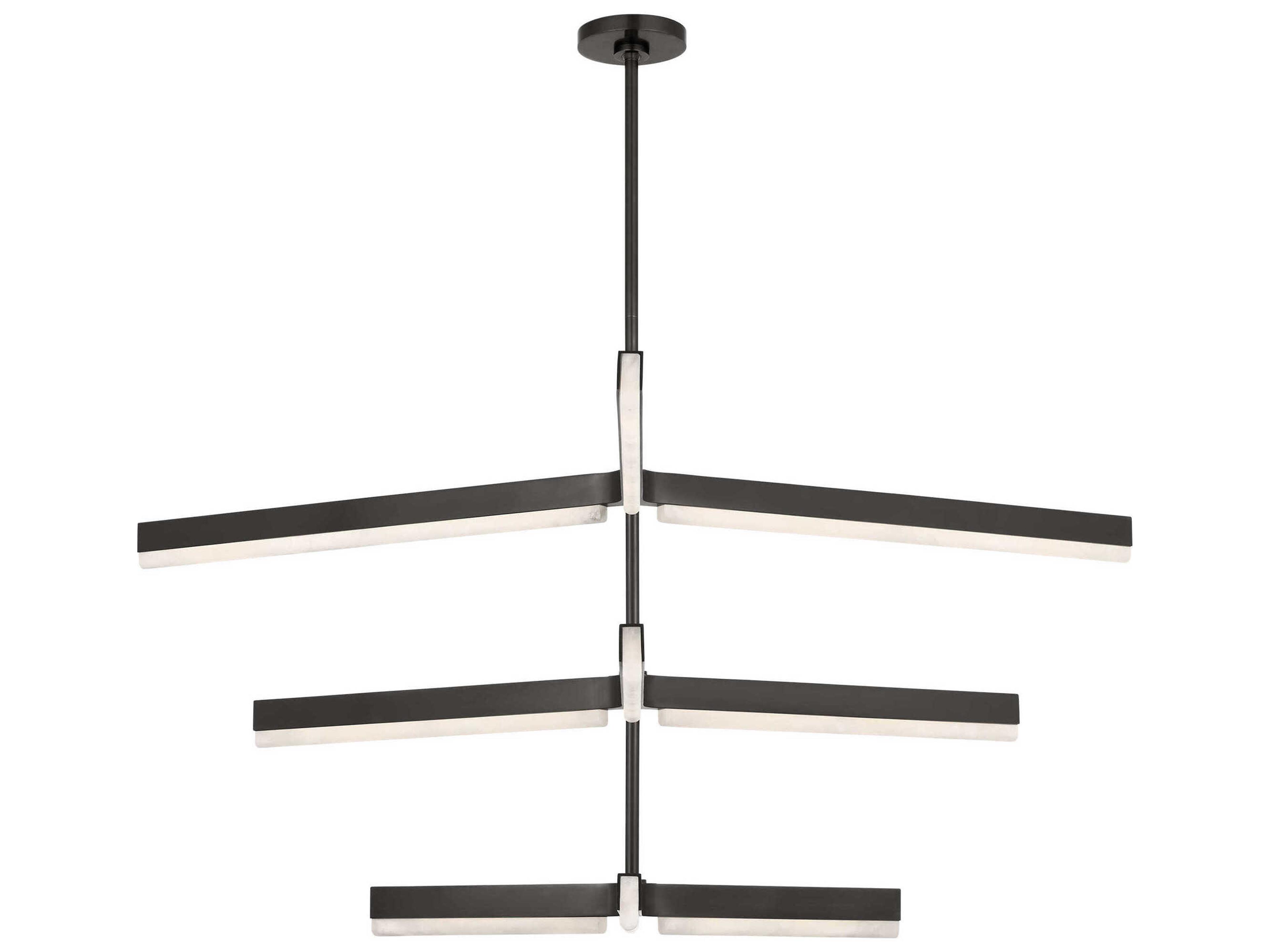 Visual Comfort Modern Linea 9-Light Bronze Geometric Tiered Chandelier