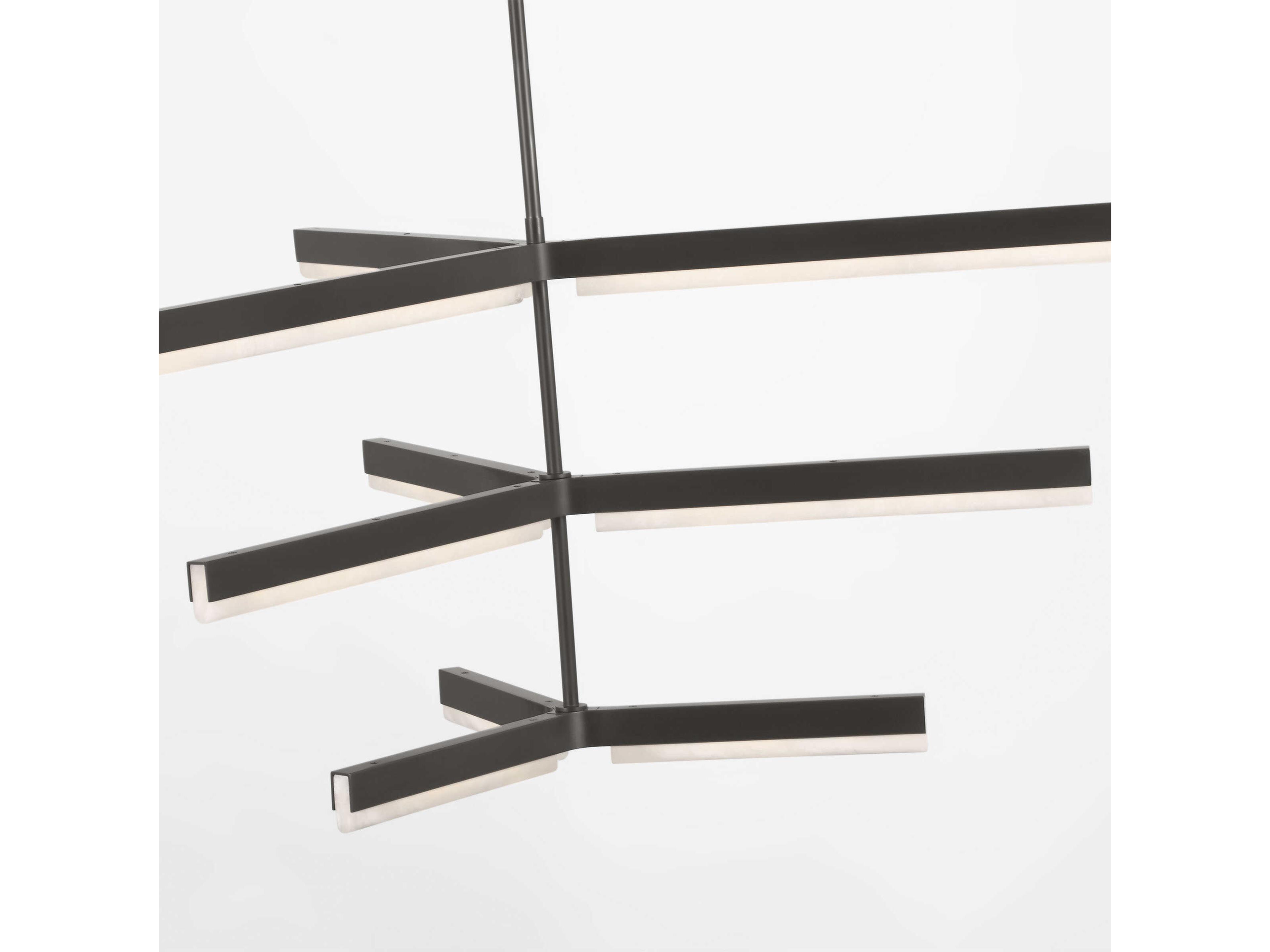 Visual Comfort Modern Linea 9-Light Bronze Geometric Tiered Chandelier