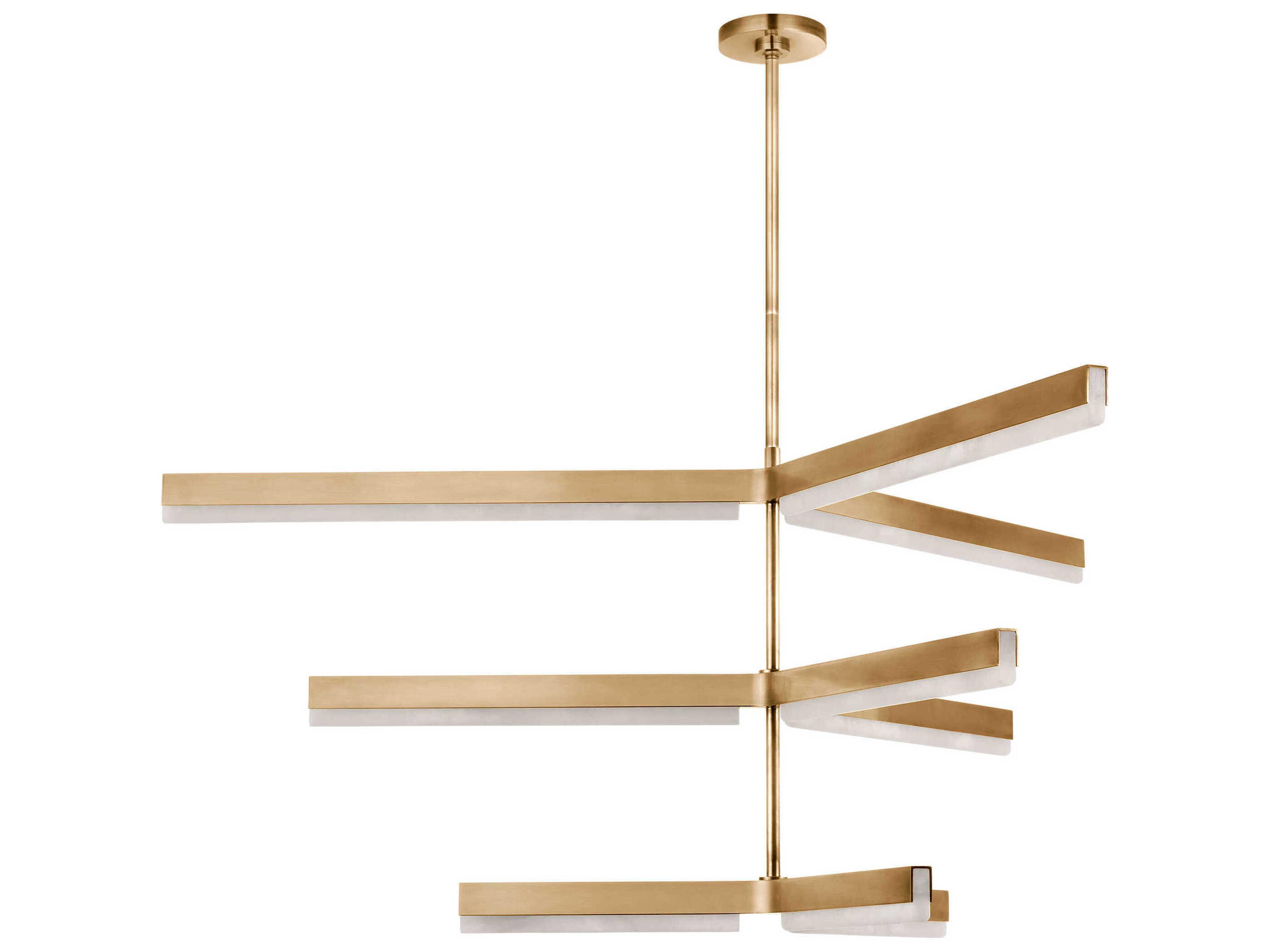 Visual Comfort Modern Linea 9-Light Hand Rubbed Antique Brass Geometric Tiered Chandelier