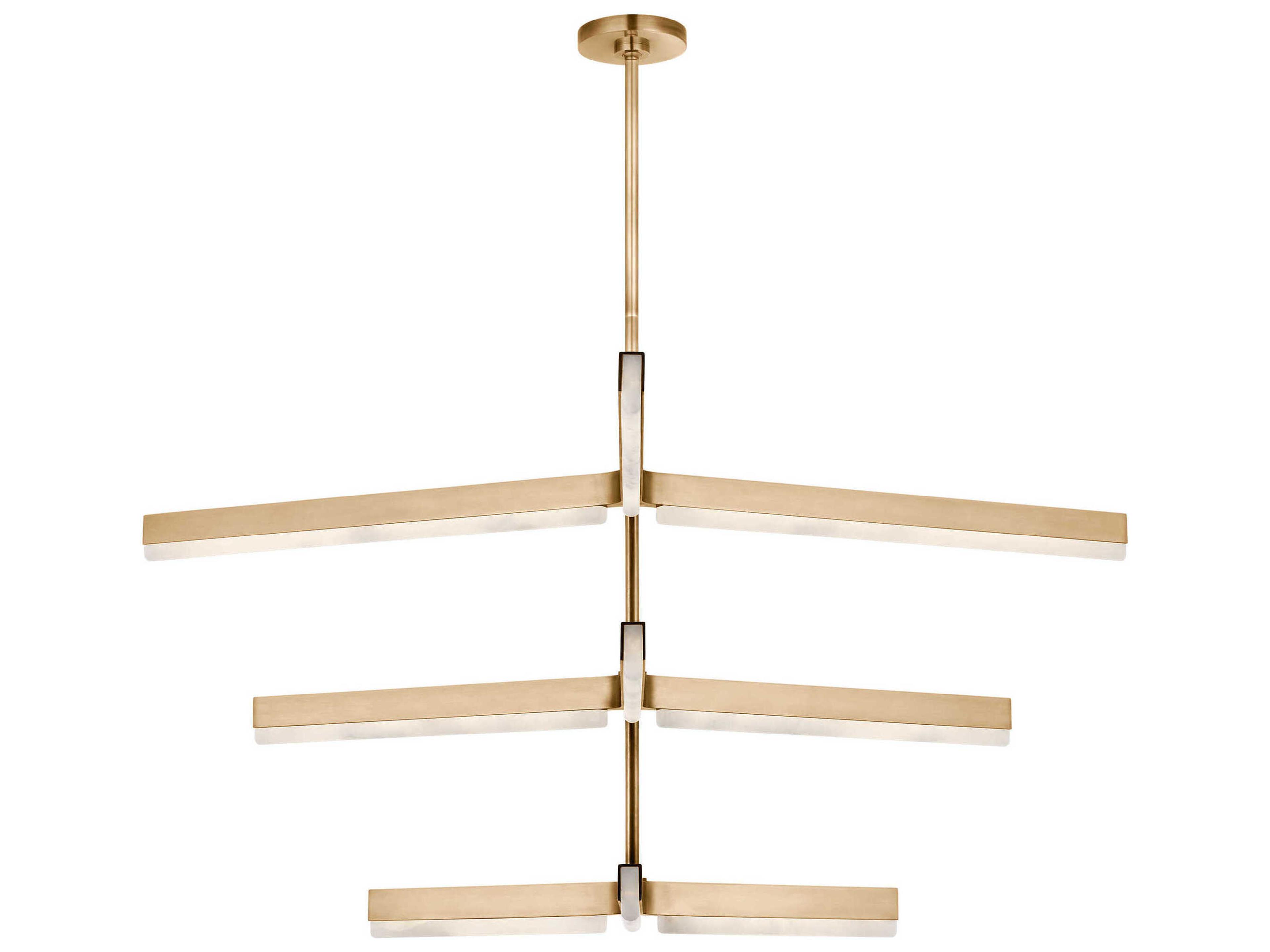 Visual Comfort Modern Linea 9-Light Hand Rubbed Antique Brass Geometric Tiered Chandelier