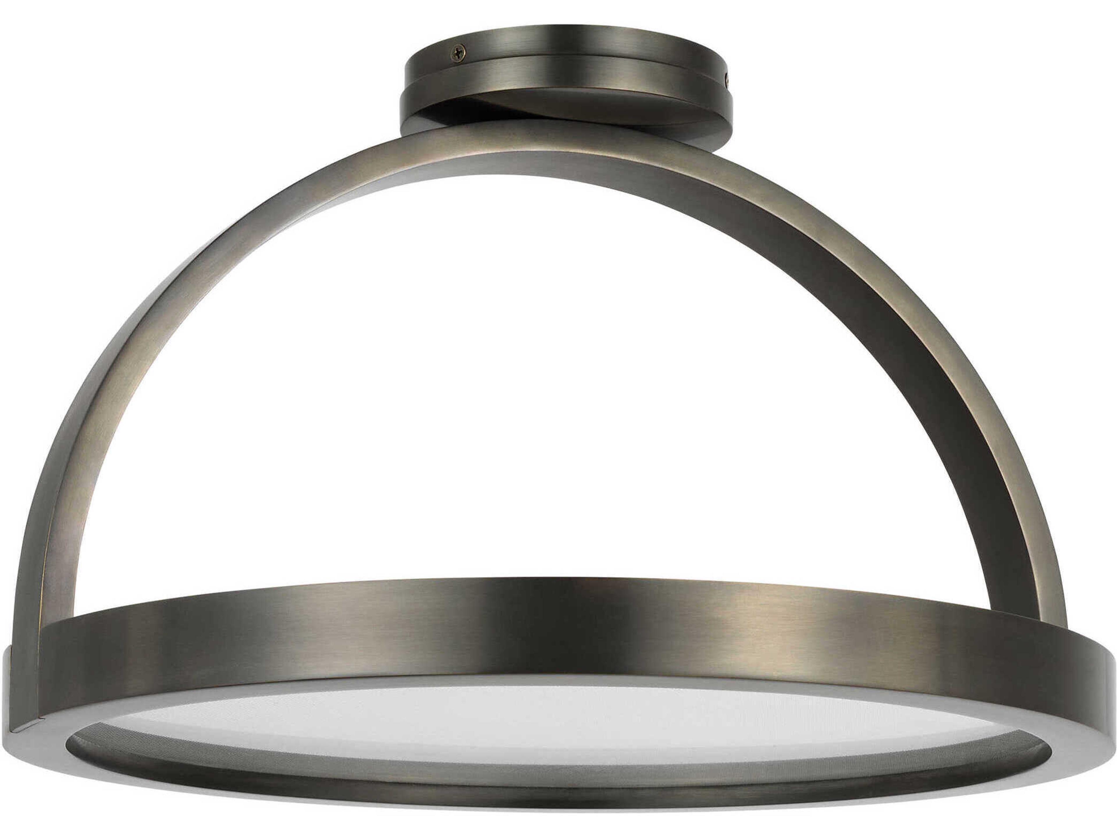 Visual Comfort Modern Cerne 1-Light Dark Bronze Round Semi Flush Mount