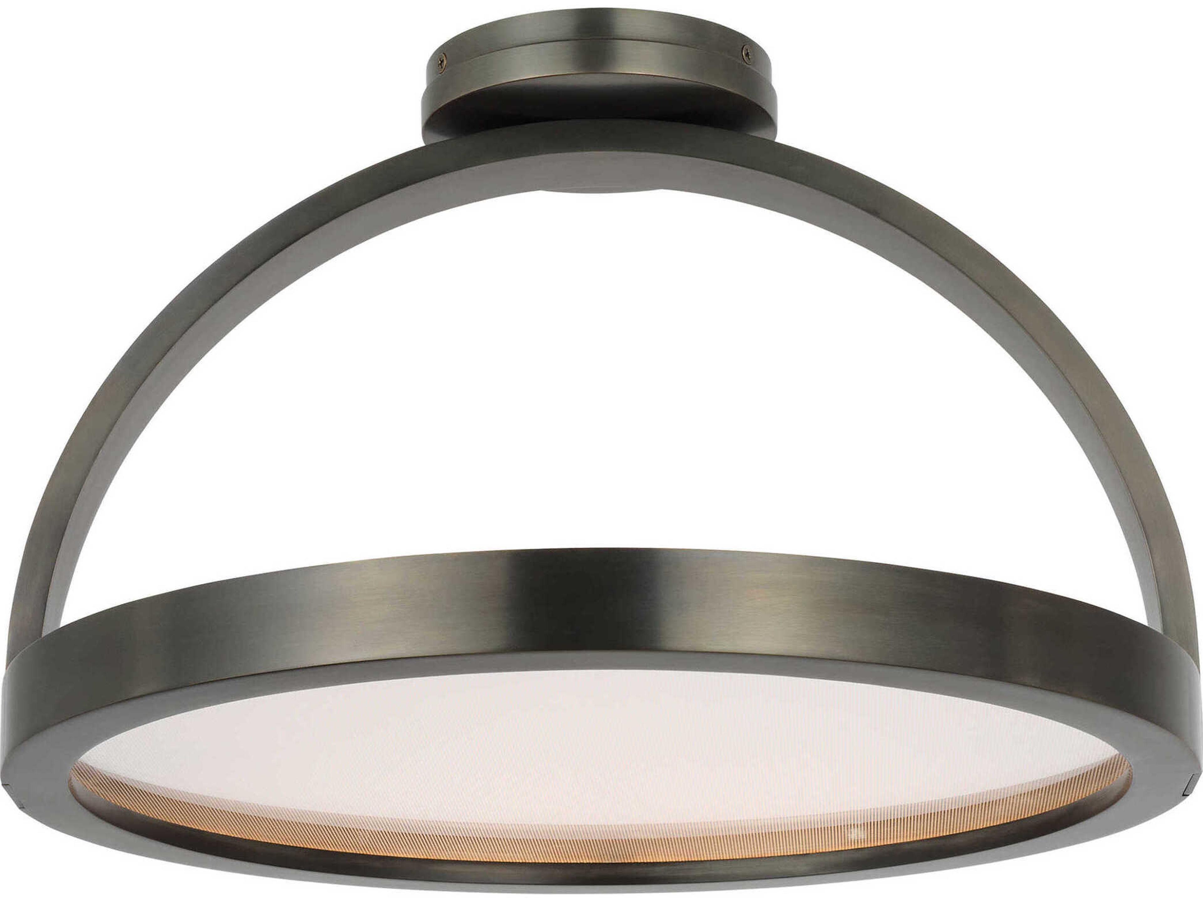 Visual Comfort Modern Cerne 1-Light Dark Bronze Round Semi Flush Mount