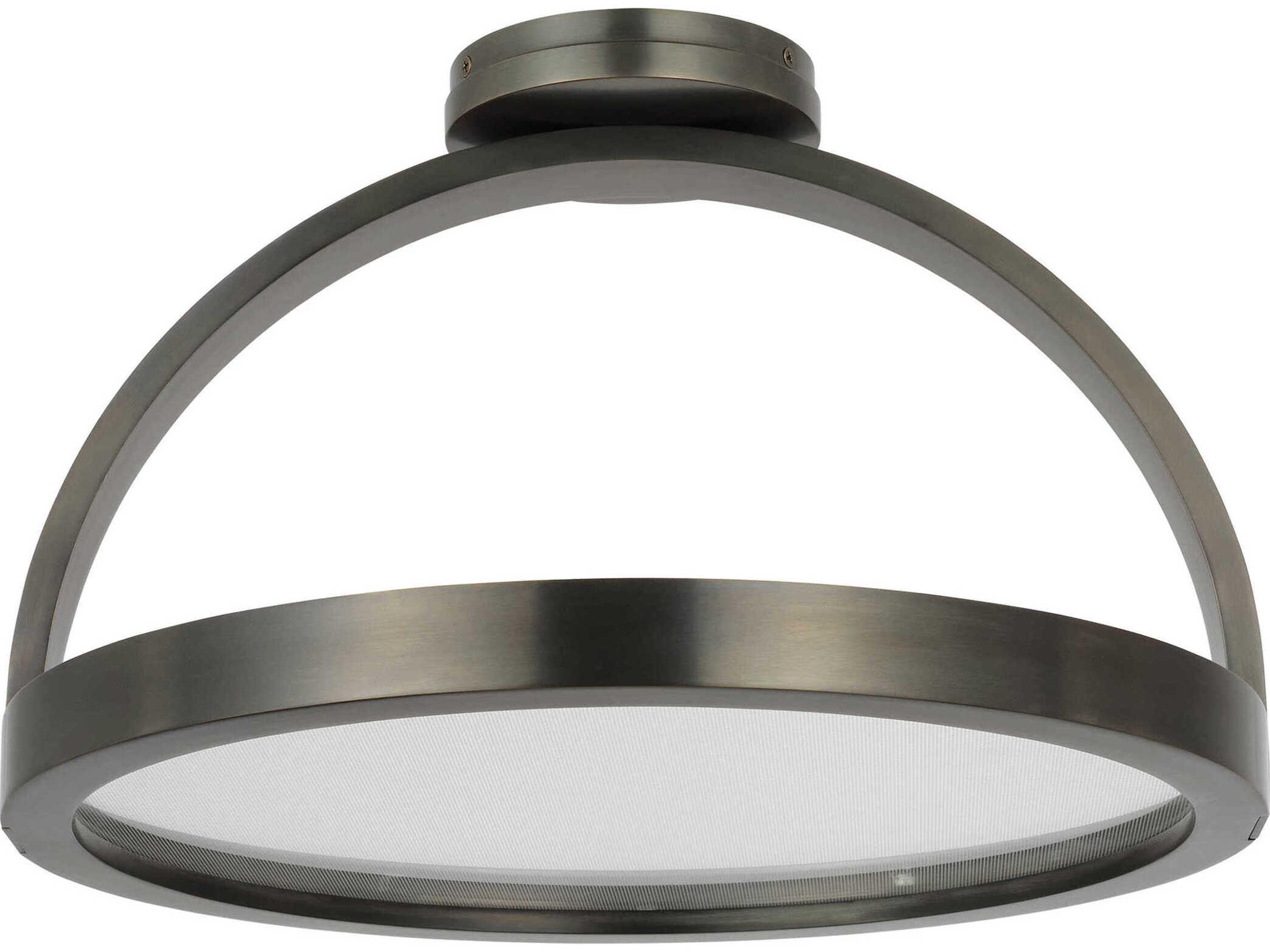 Visual Comfort Modern Cerne 1-Light Dark Bronze Round Semi Flush Mount