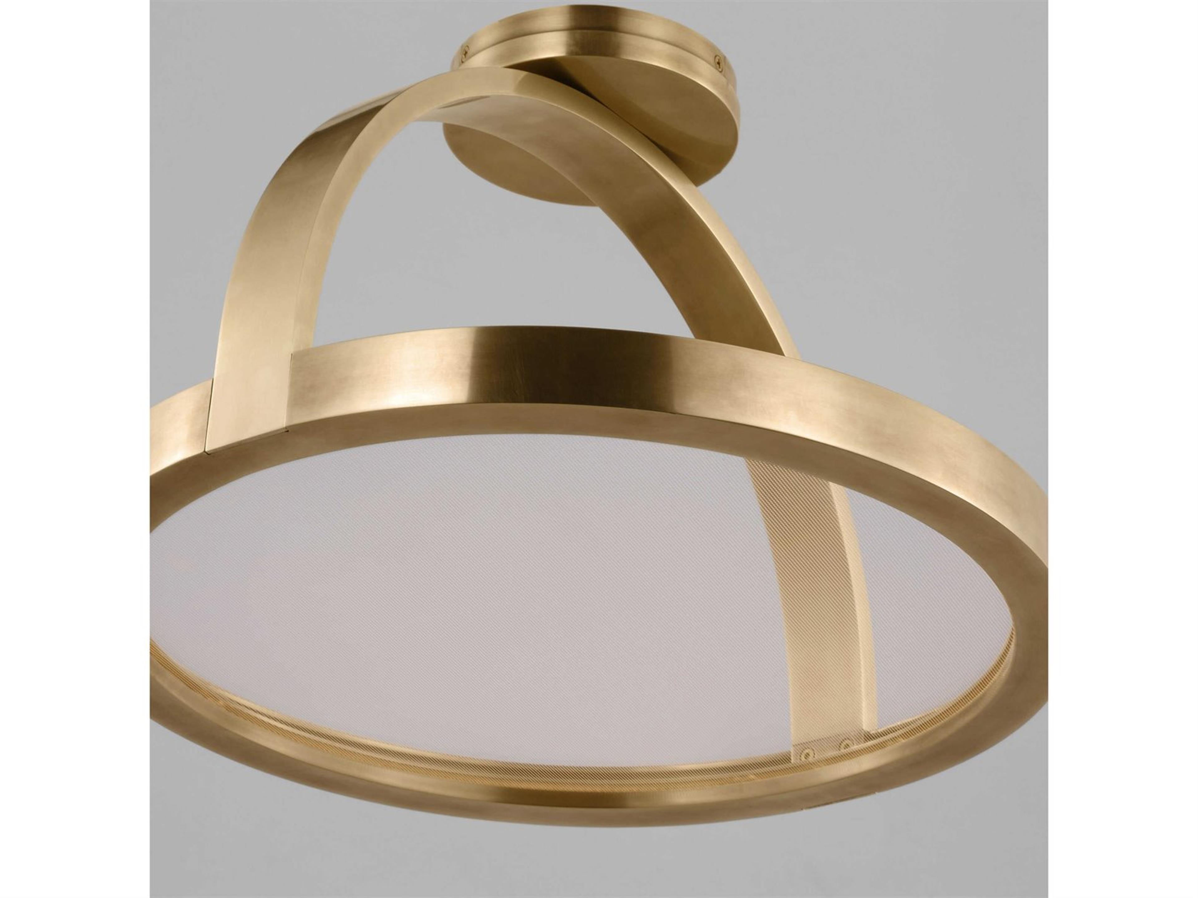 Visual Comfort Modern Cerne 1-Light Natural Brass Round Semi Flush Mount