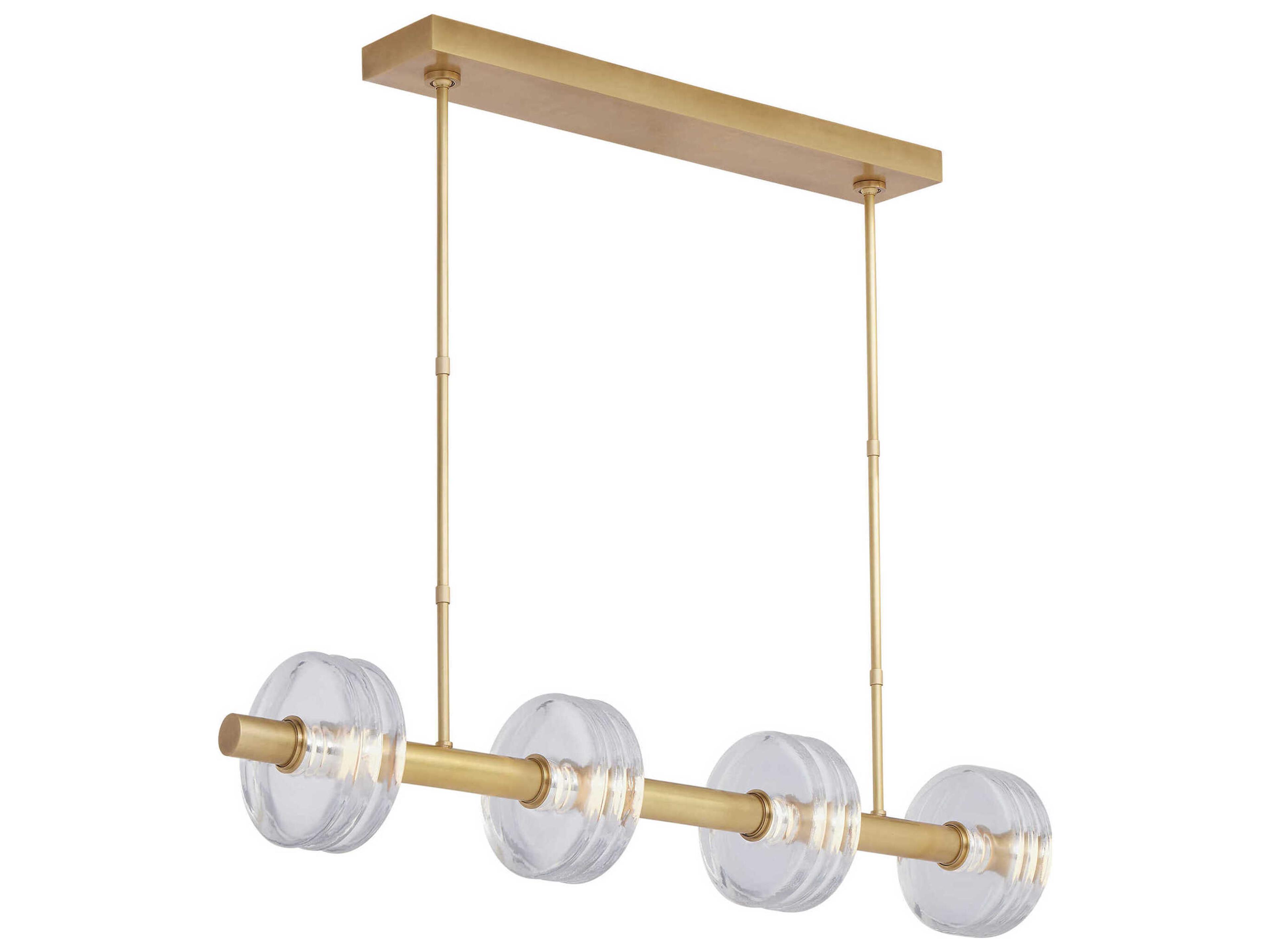 Visual Comfort Modern Laurel 4-Light Natural Brass Linear Island Pendant