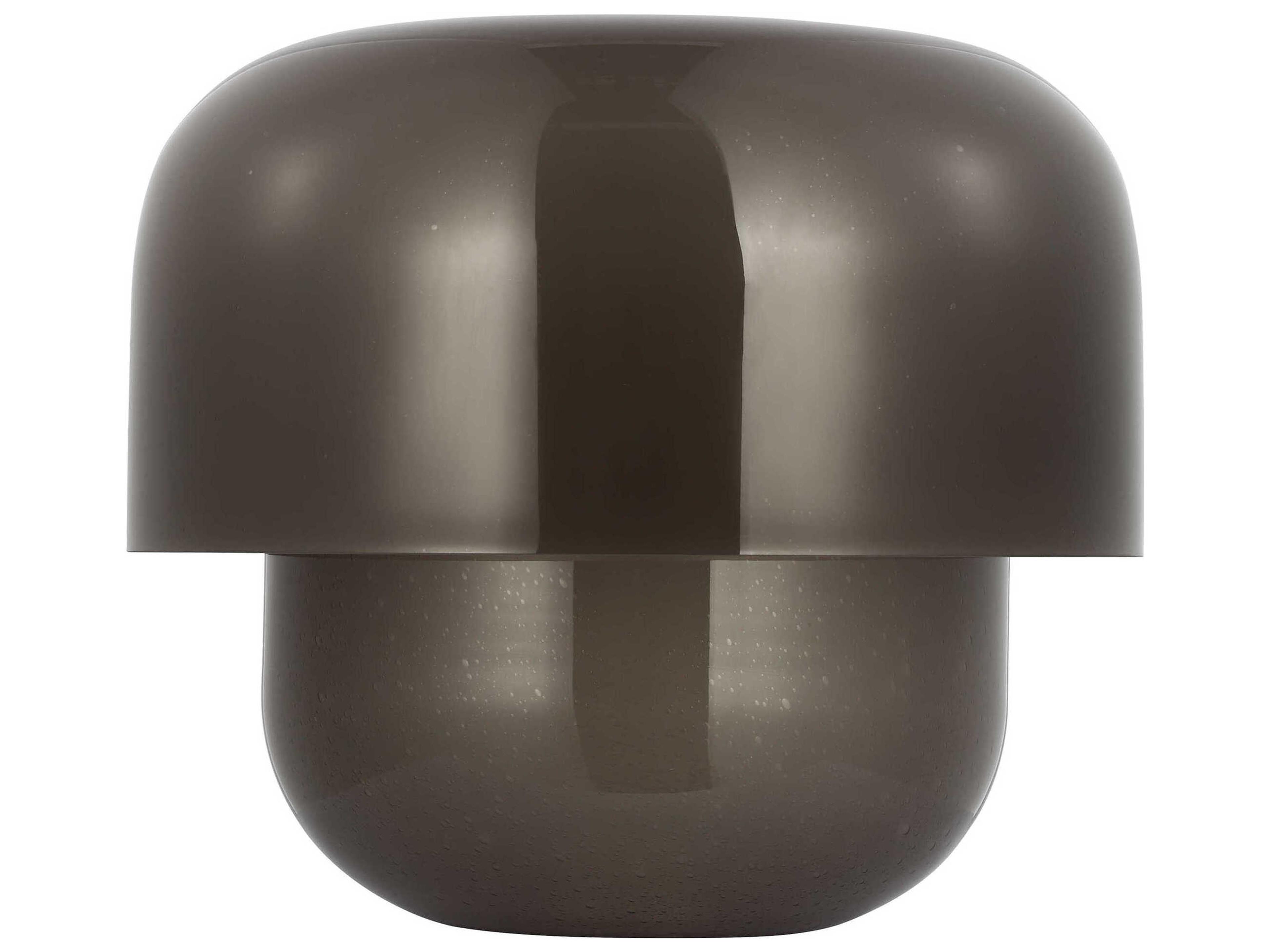 Visual Comfort Modern Bolete Hand Rubbed Antique Brass Seeded Smoke Glass Black Table Lamp