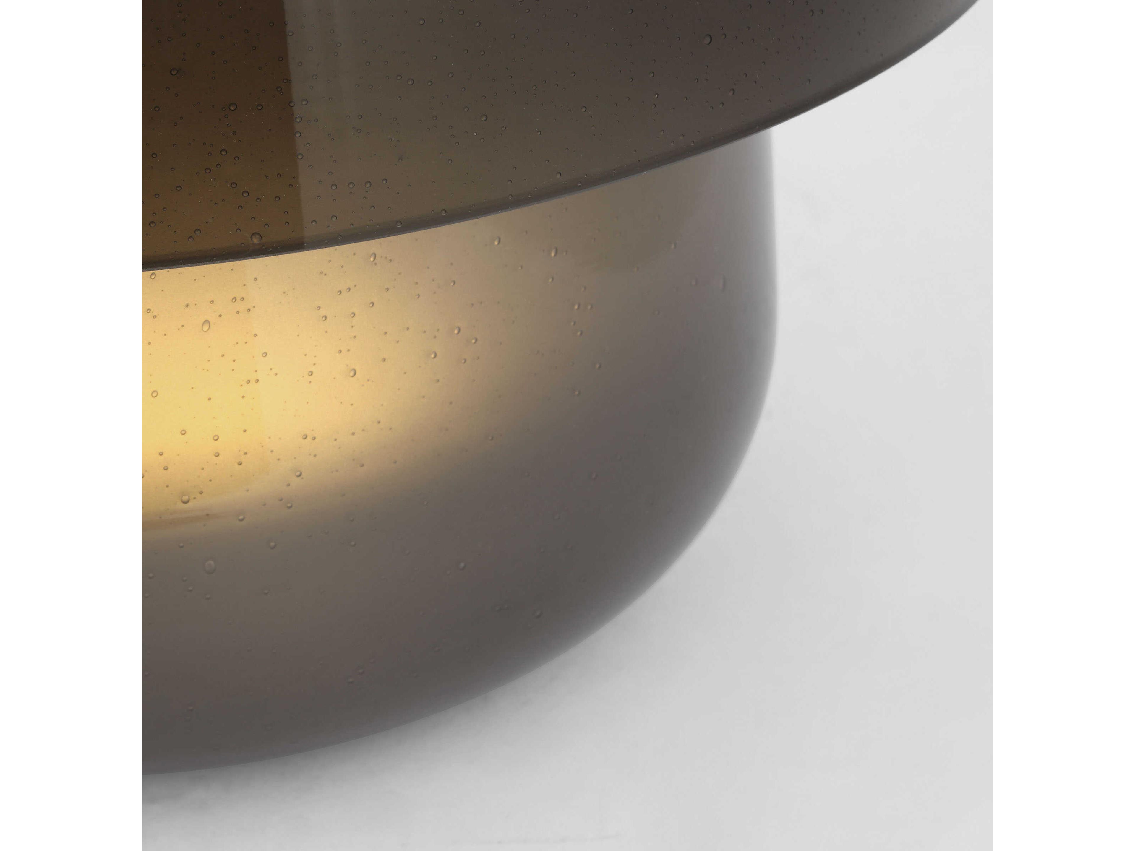 Visual Comfort Modern Bolete Hand Rubbed Antique Brass Seeded Smoke Glass Black Table Lamp