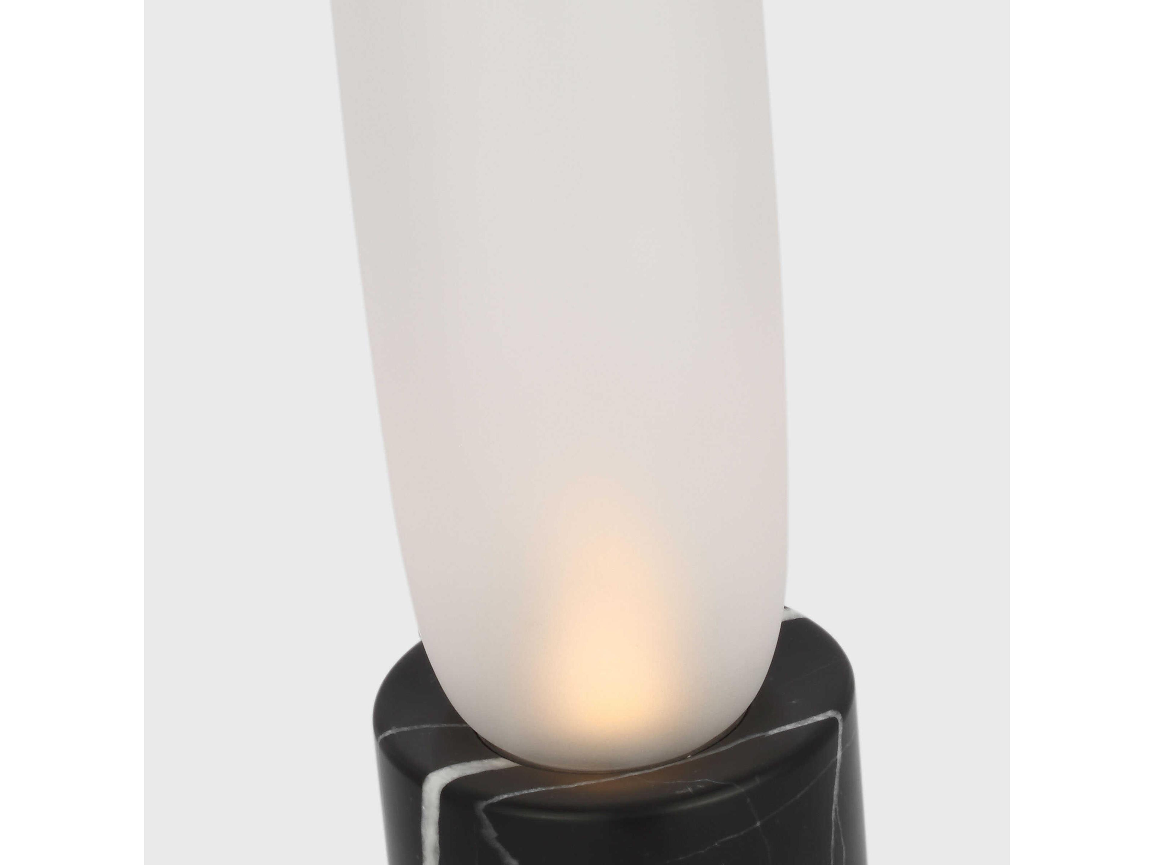 Visual Comfort Modern Volver Black Marble Clear Etched Glass Table Lamp