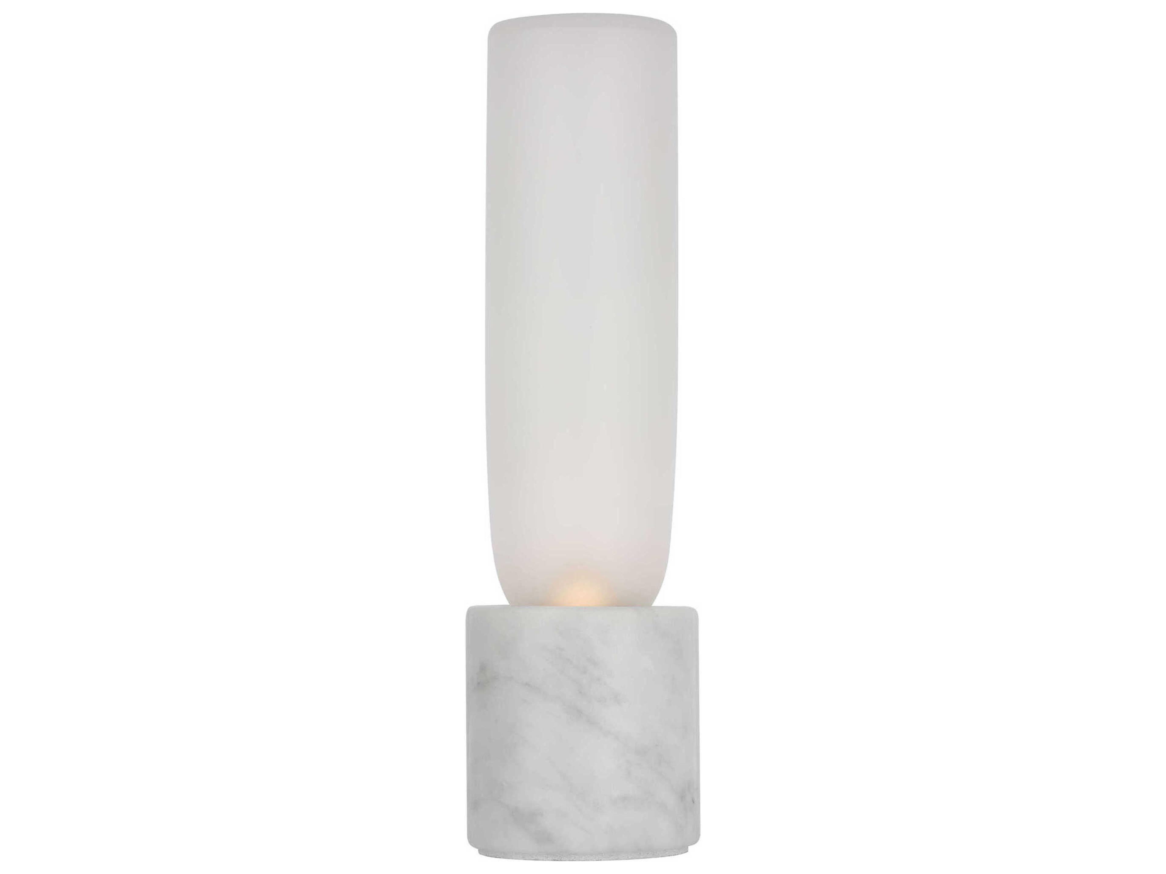 Visual Comfort Modern Volver White Marble Clear Etched Glass Table Lamp