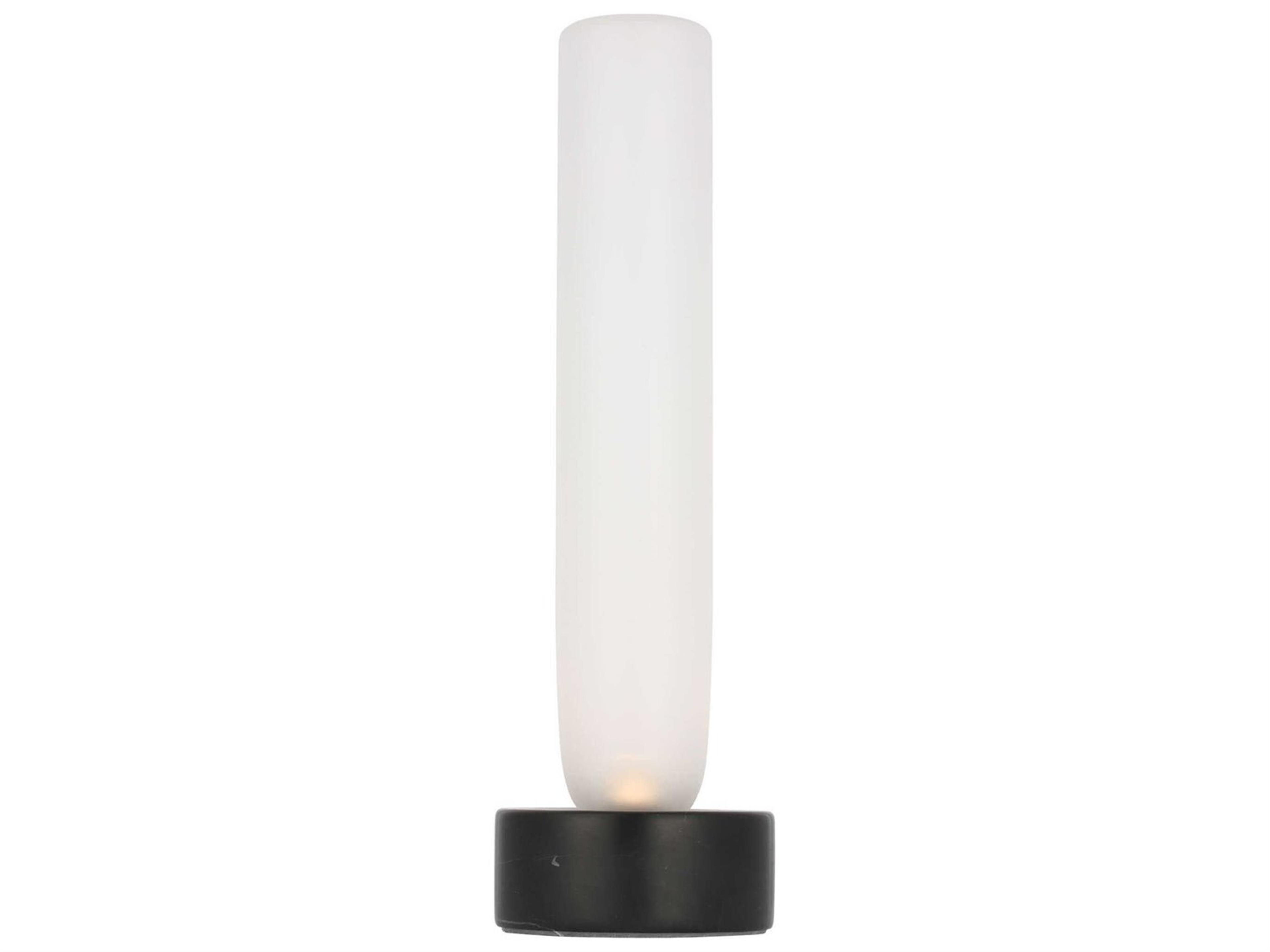 Visual Comfort Modern Volver Black Marble Clear Etched Glass Table Lamp