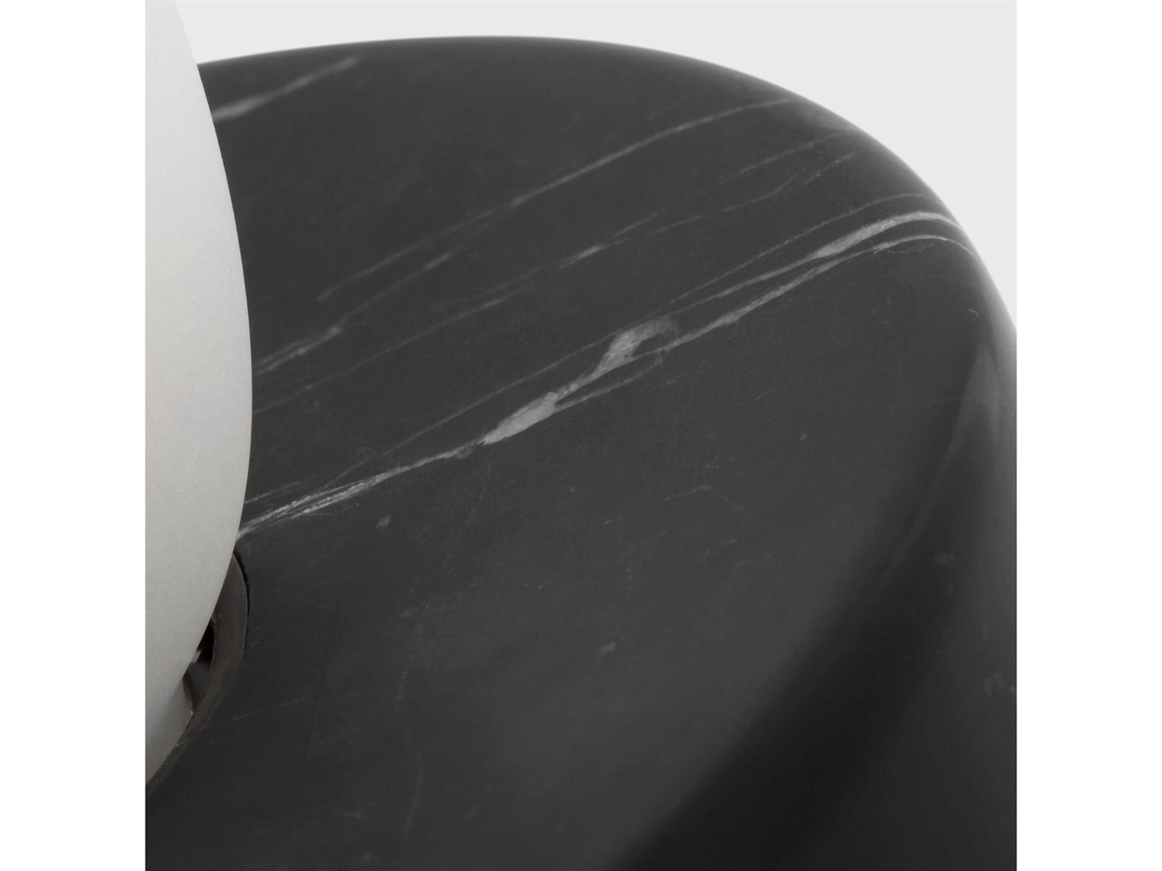 Visual Comfort Modern Volver Black Marble Clear Etched Glass Table Lamp