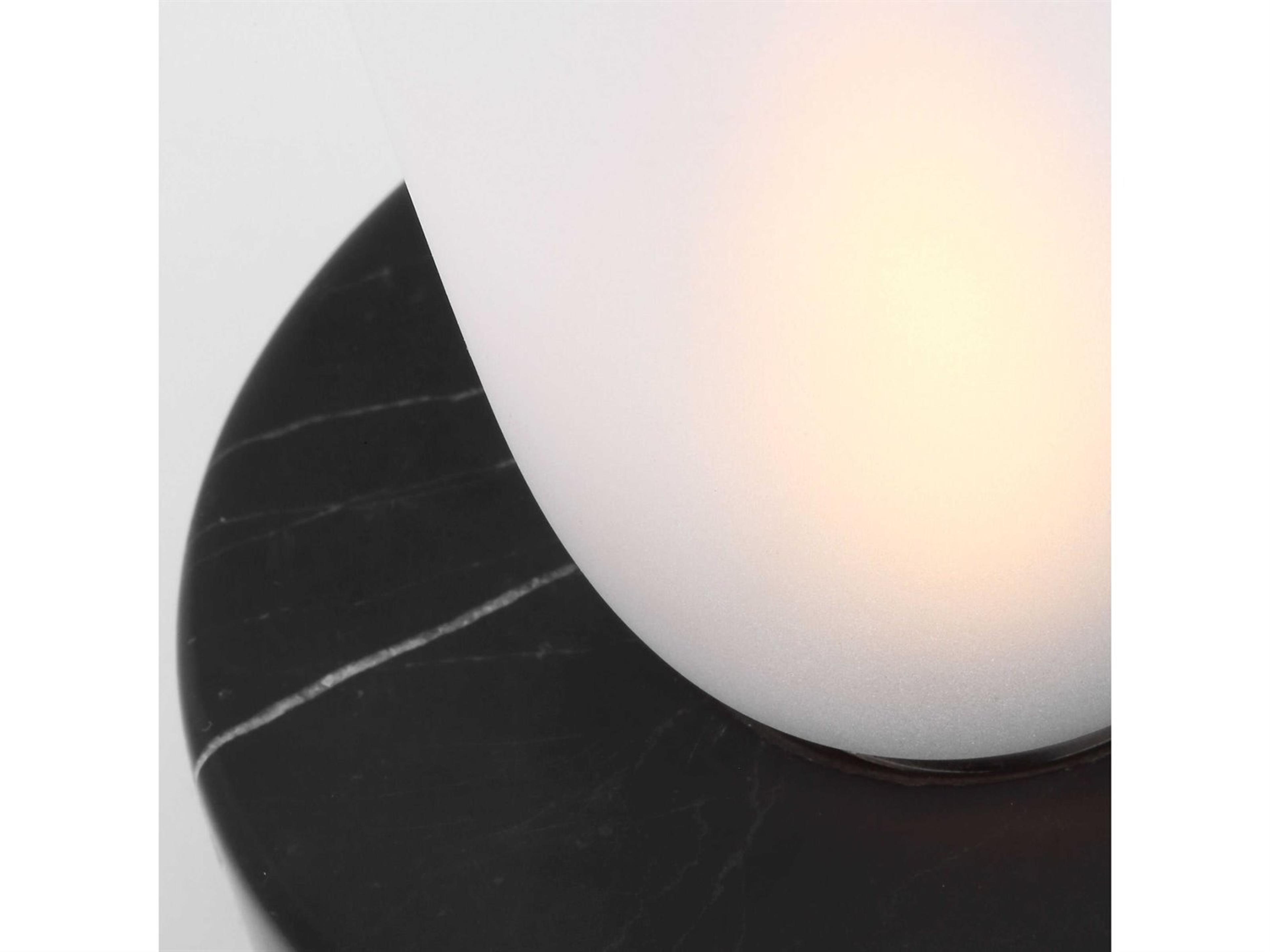 Visual Comfort Modern Volver Black Marble Clear Etched Glass Table Lamp