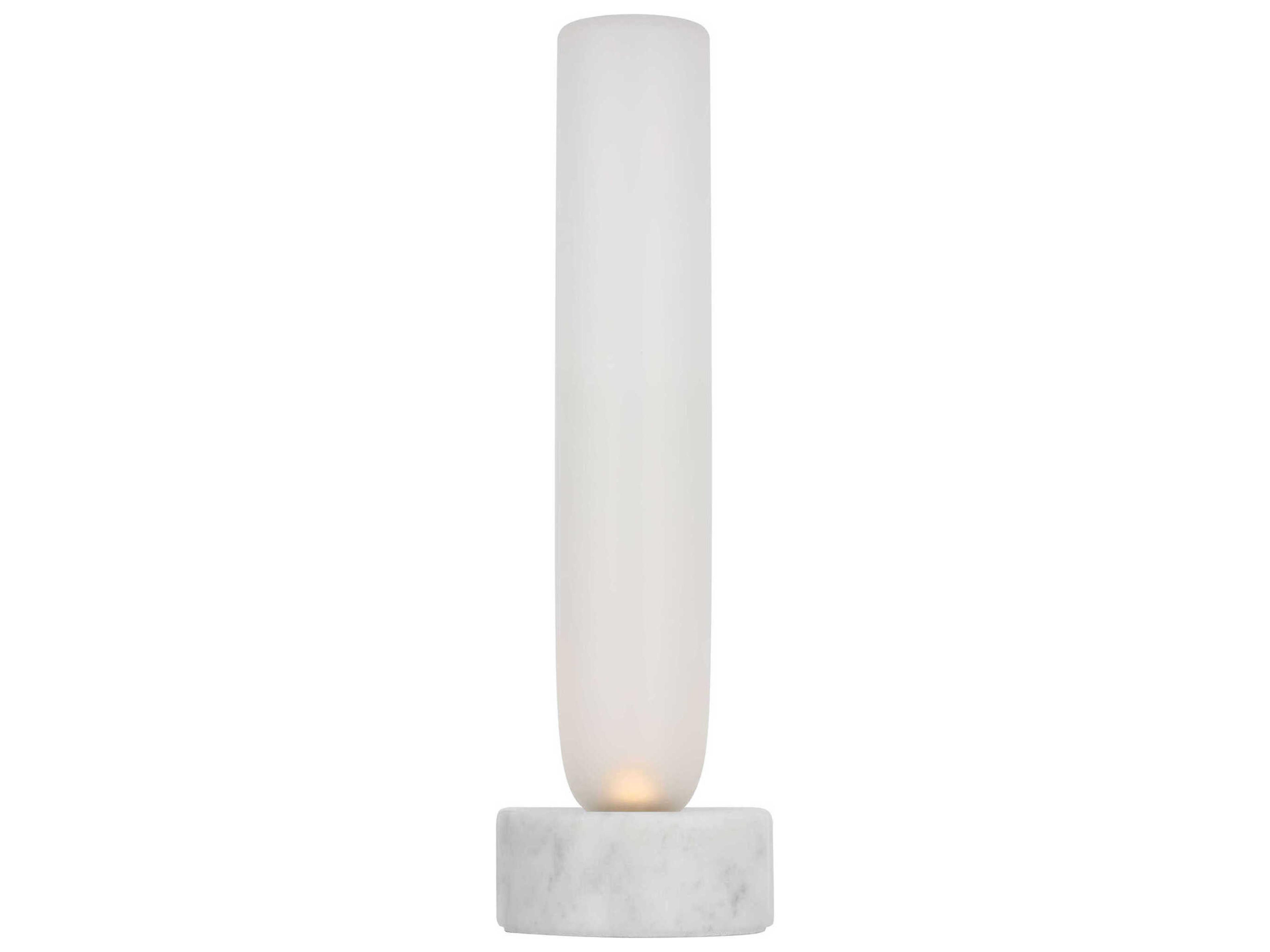 Visual Comfort Modern Volver White Marble Clear Etched Glass Table Lamp