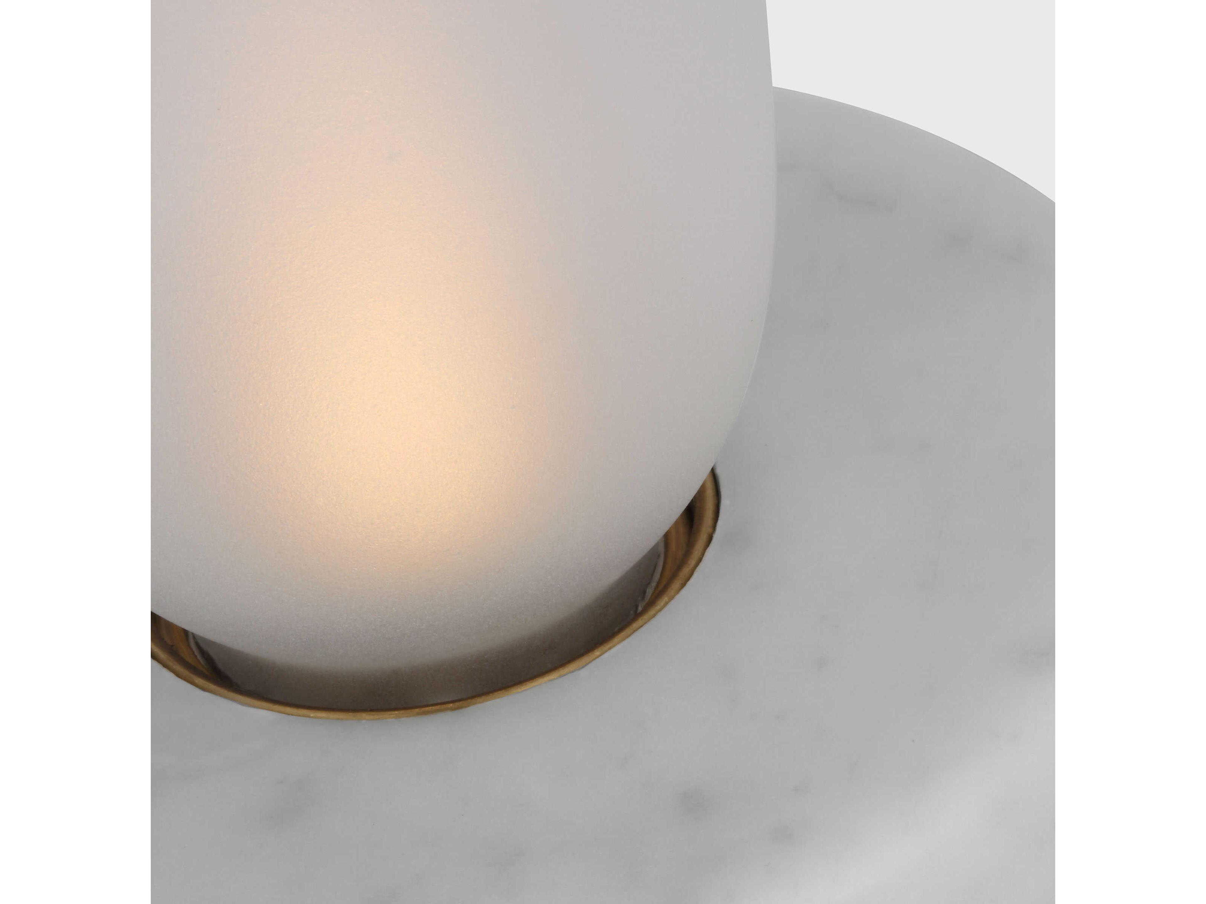 Visual Comfort Modern Volver White Marble Clear Etched Glass Table Lamp
