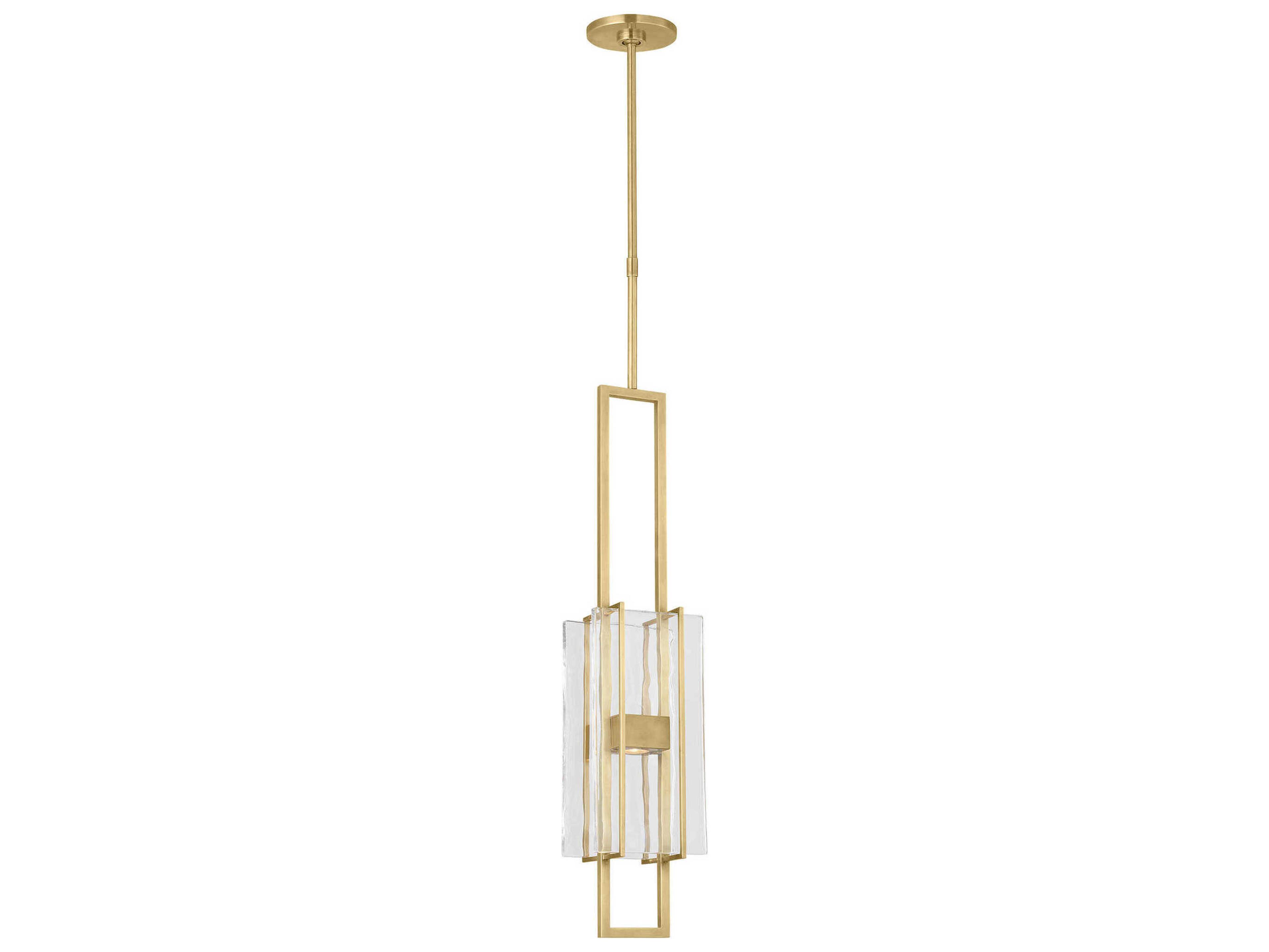 Visual Comfort Modern Duelle 1-Light Brass Geometric Linear Mini Pendant