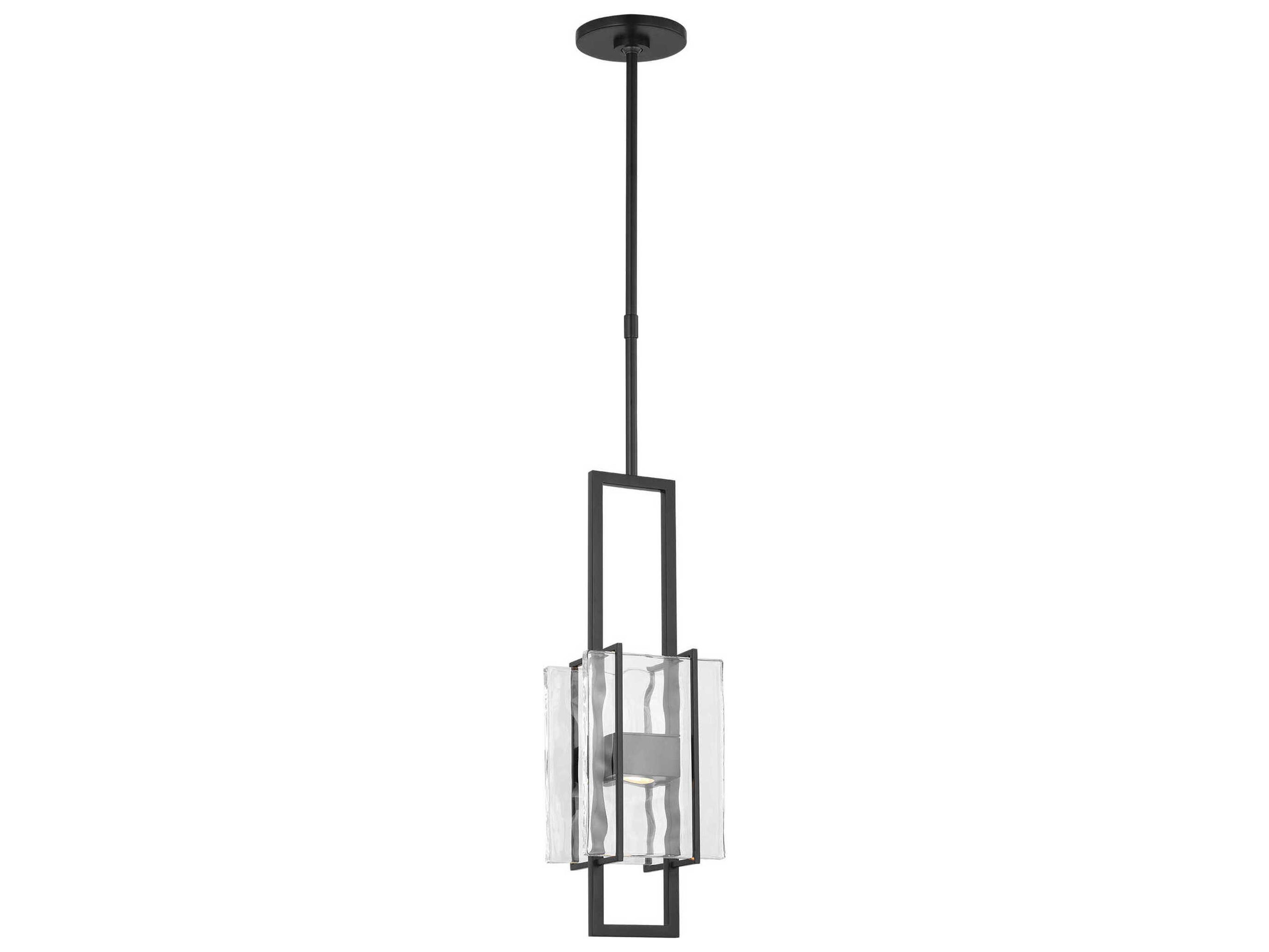Visual Comfort Modern Duelle 1-Light Nightshade Black Geometric Linear Mini Pendant