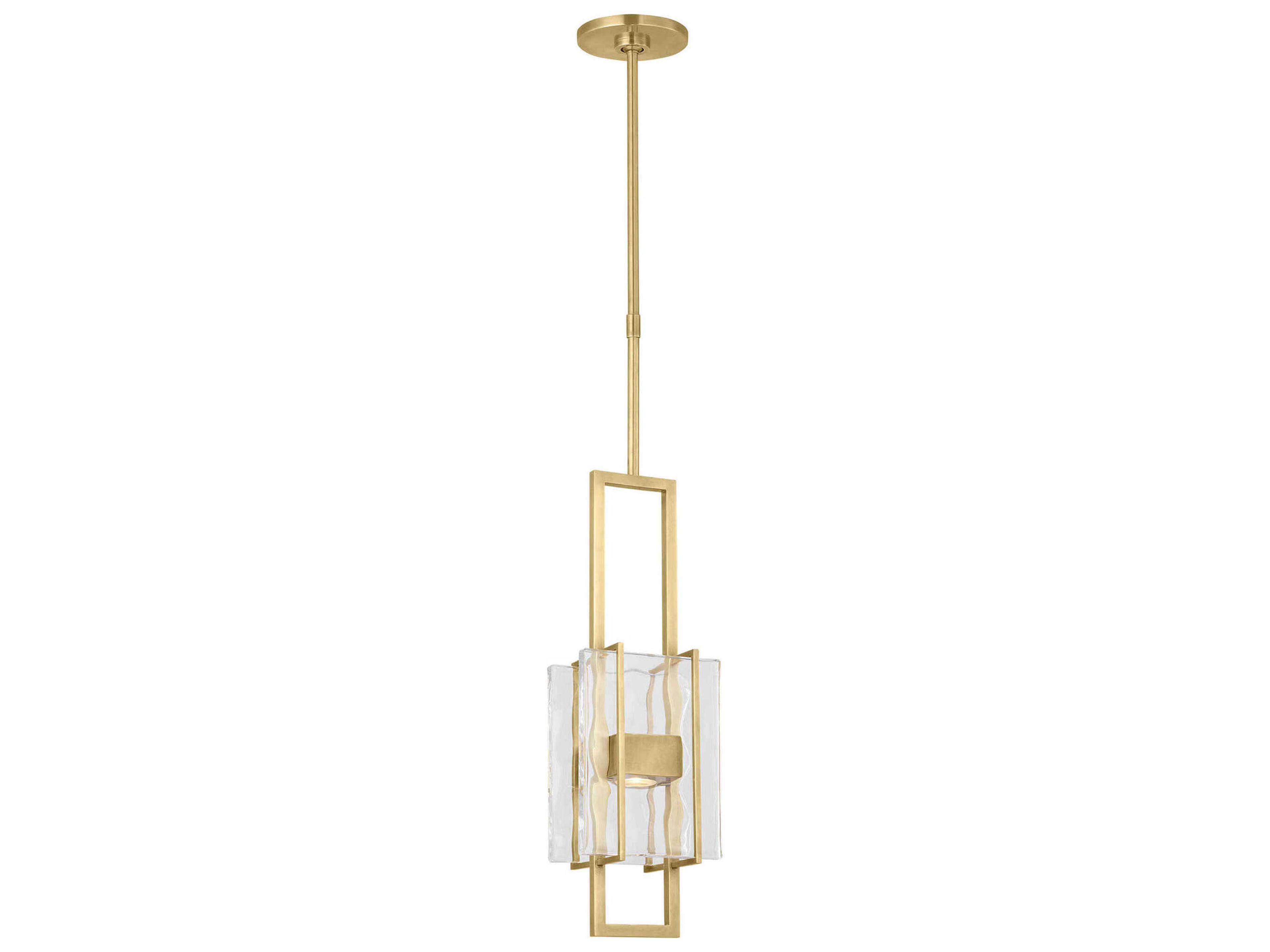 Visual Comfort Modern Duelle 1-Light Brass Geometric Linear Mini Pendant