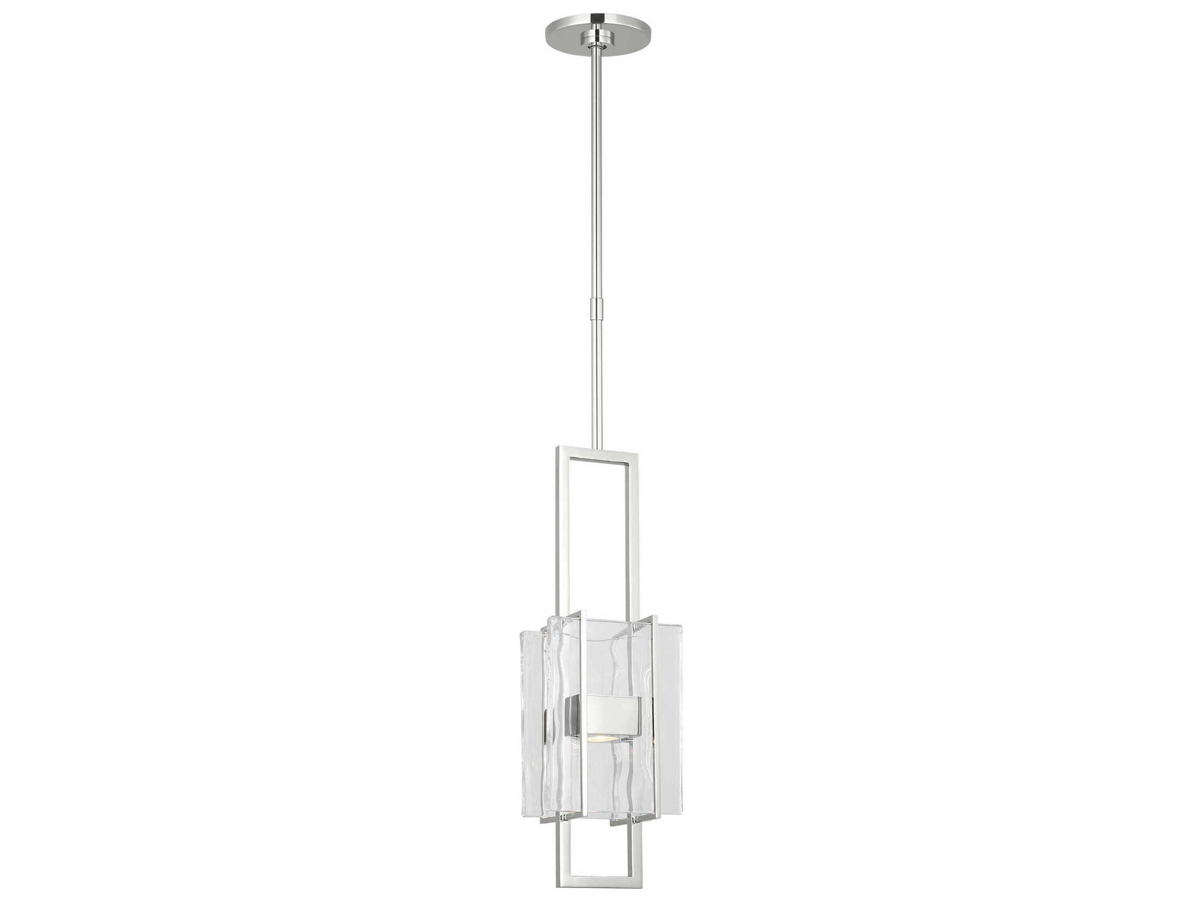 Visual Comfort Modern Duelle 1-Light Polished Nickel Geometric Linear Mini Pendant