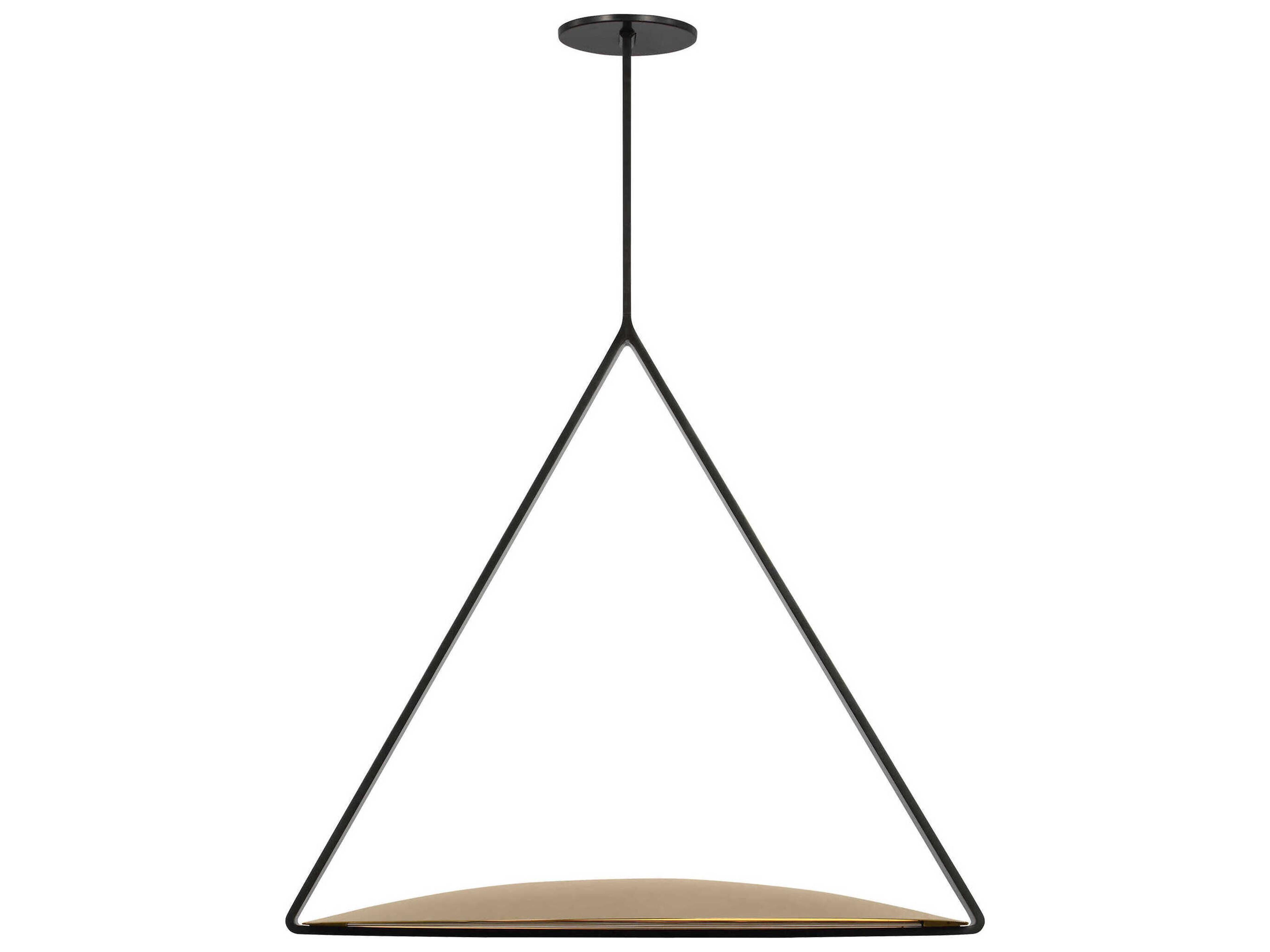Visual Comfort Modern Cymbal 1-Light Dark Bronze Natural Brass Geometric Pendant