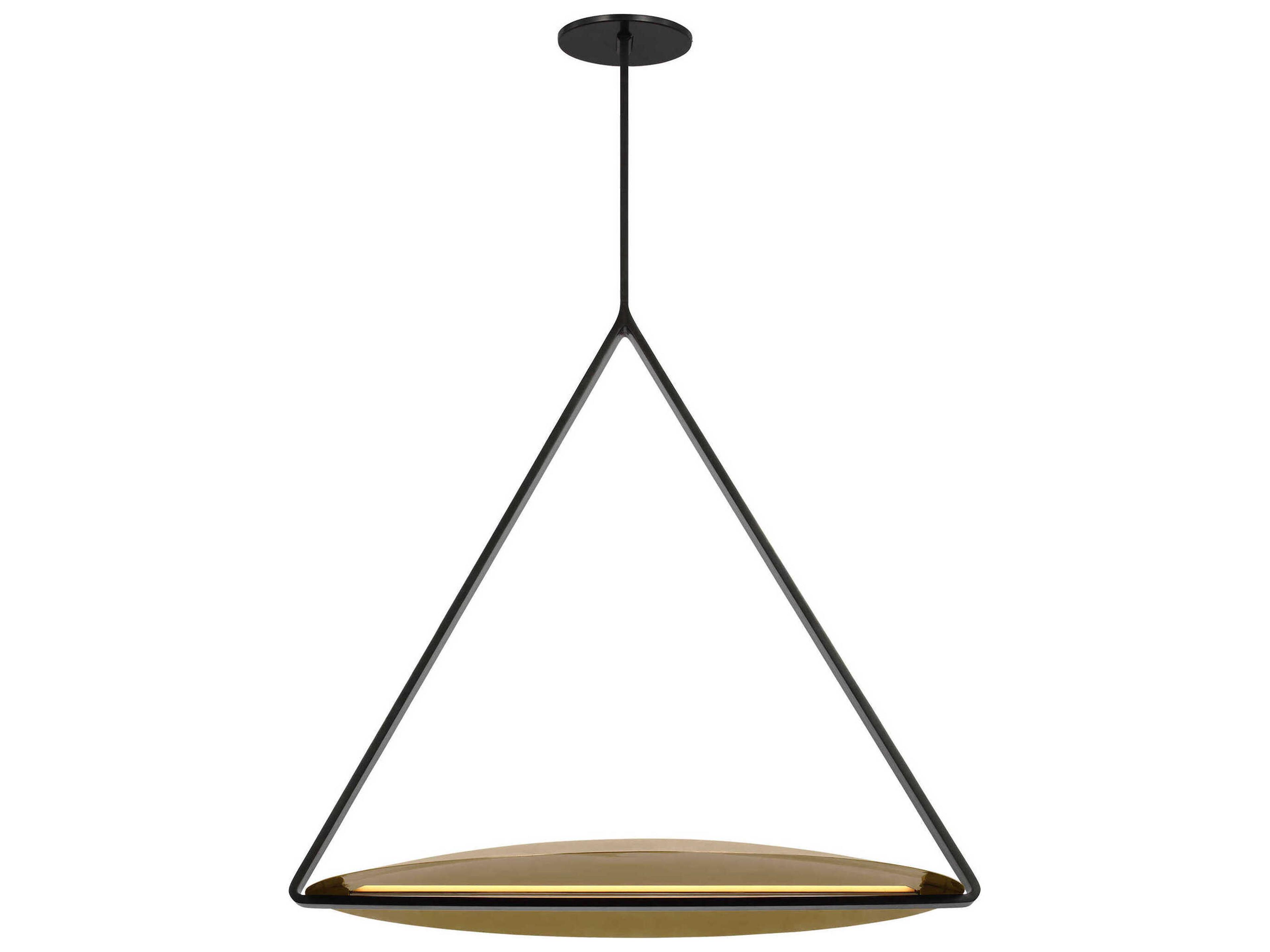 Visual Comfort Modern Cymbal 1-Light Dark Bronze Natural Brass Geometric Pendant