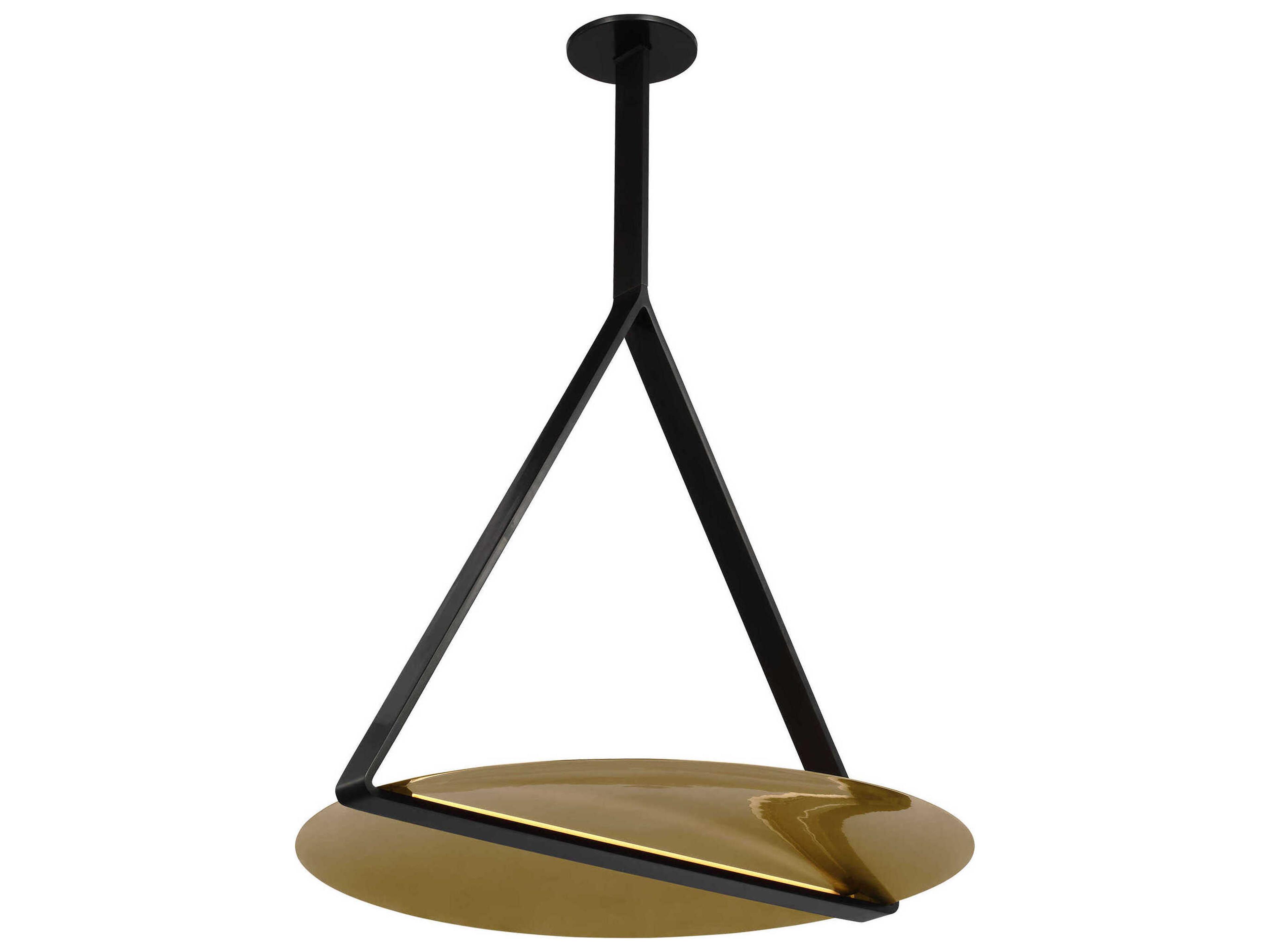 Visual Comfort Modern Cymbal 1-Light Dark Bronze Natural Brass Geometric Pendant
