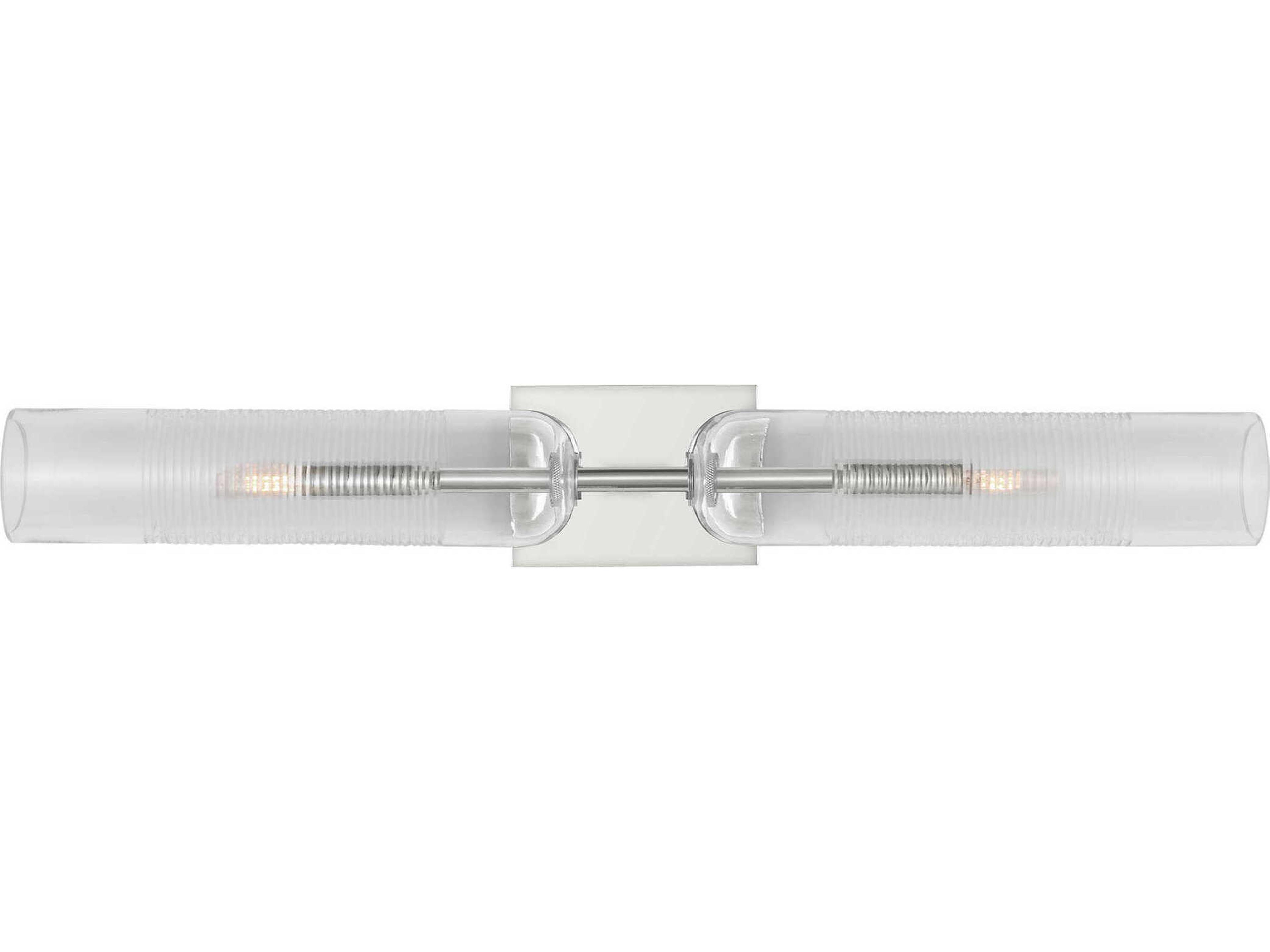 Visual Comfort Modern Leano 2-Light Polished Nickel Vanity Light