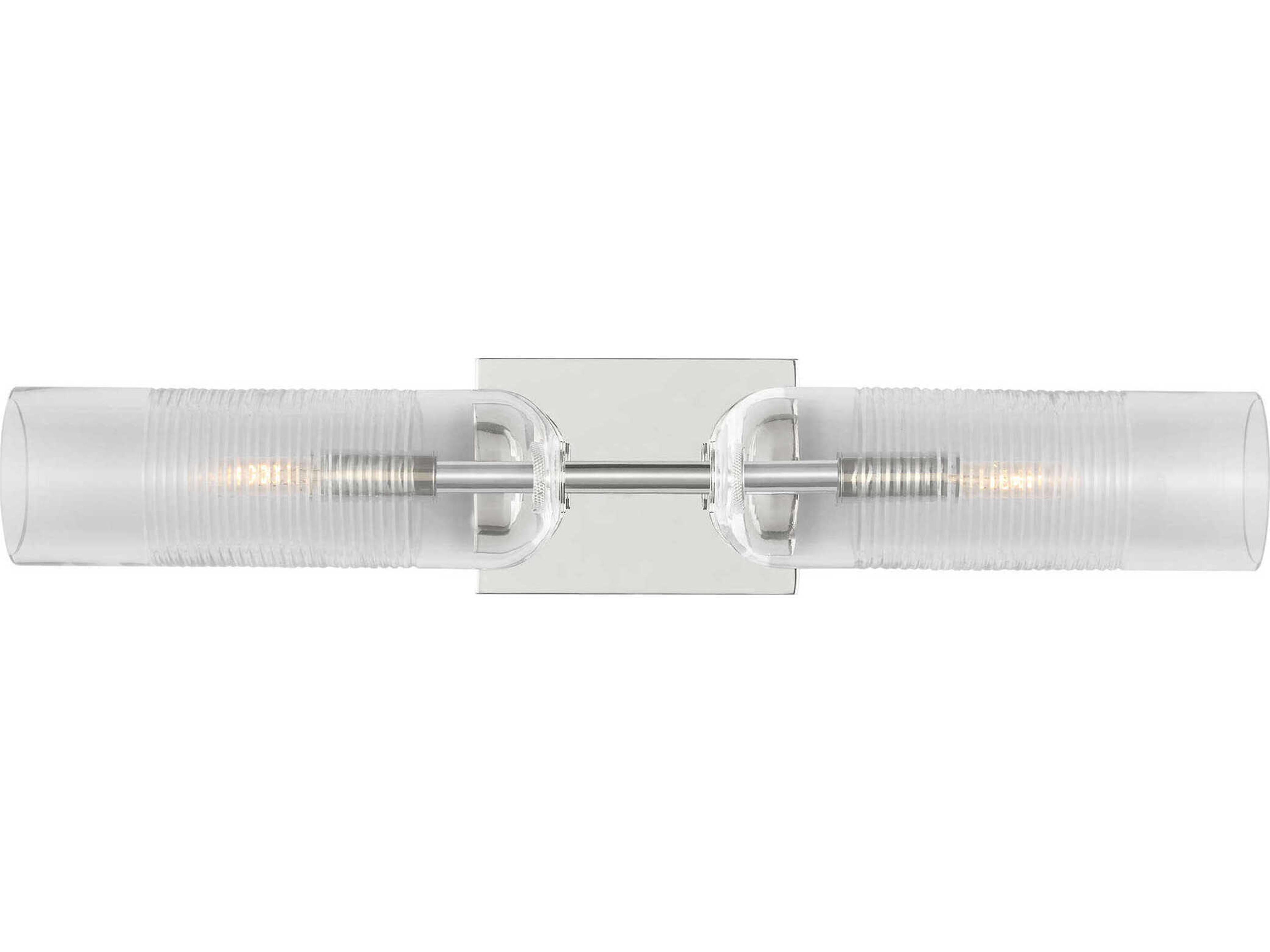 Visual Comfort Modern Leano 2-Light Polished Nickel Vanity Light