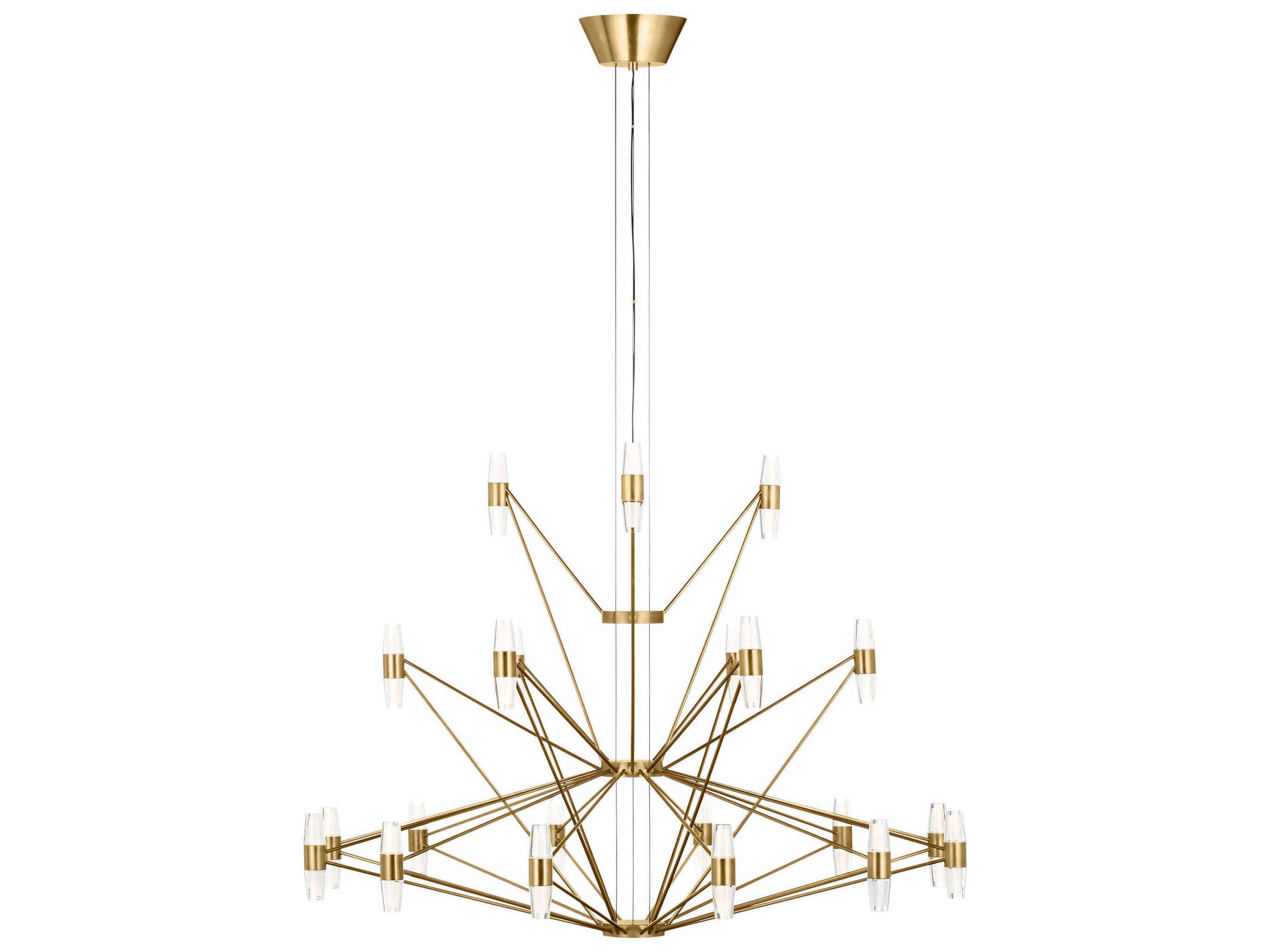 Lassell 42-Light Natural Brass Geometric Tiered Chandelier