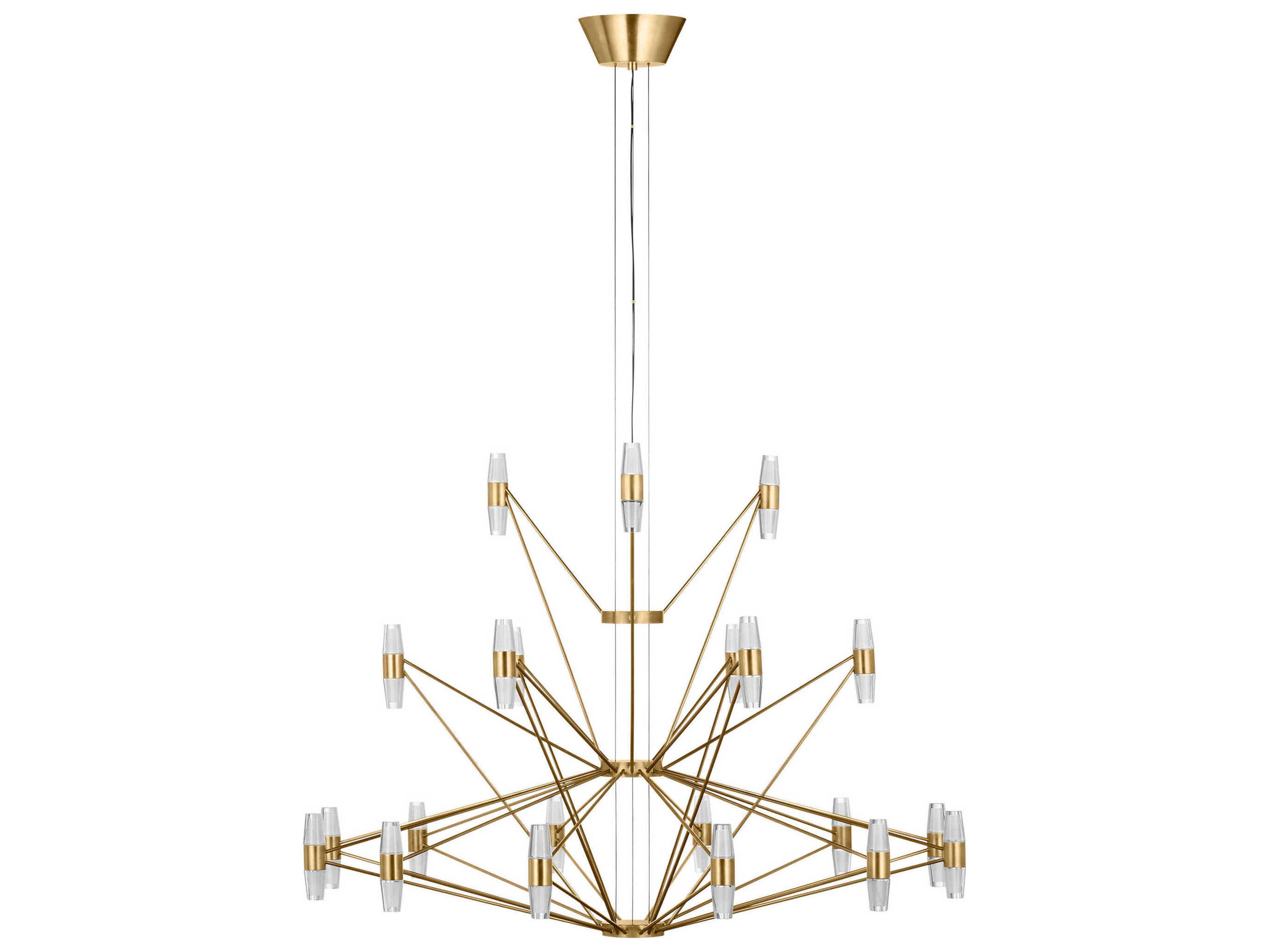 Visual Comfort Modern Lassell 42-Light Natural Brass Geometric Tiered Chandelier