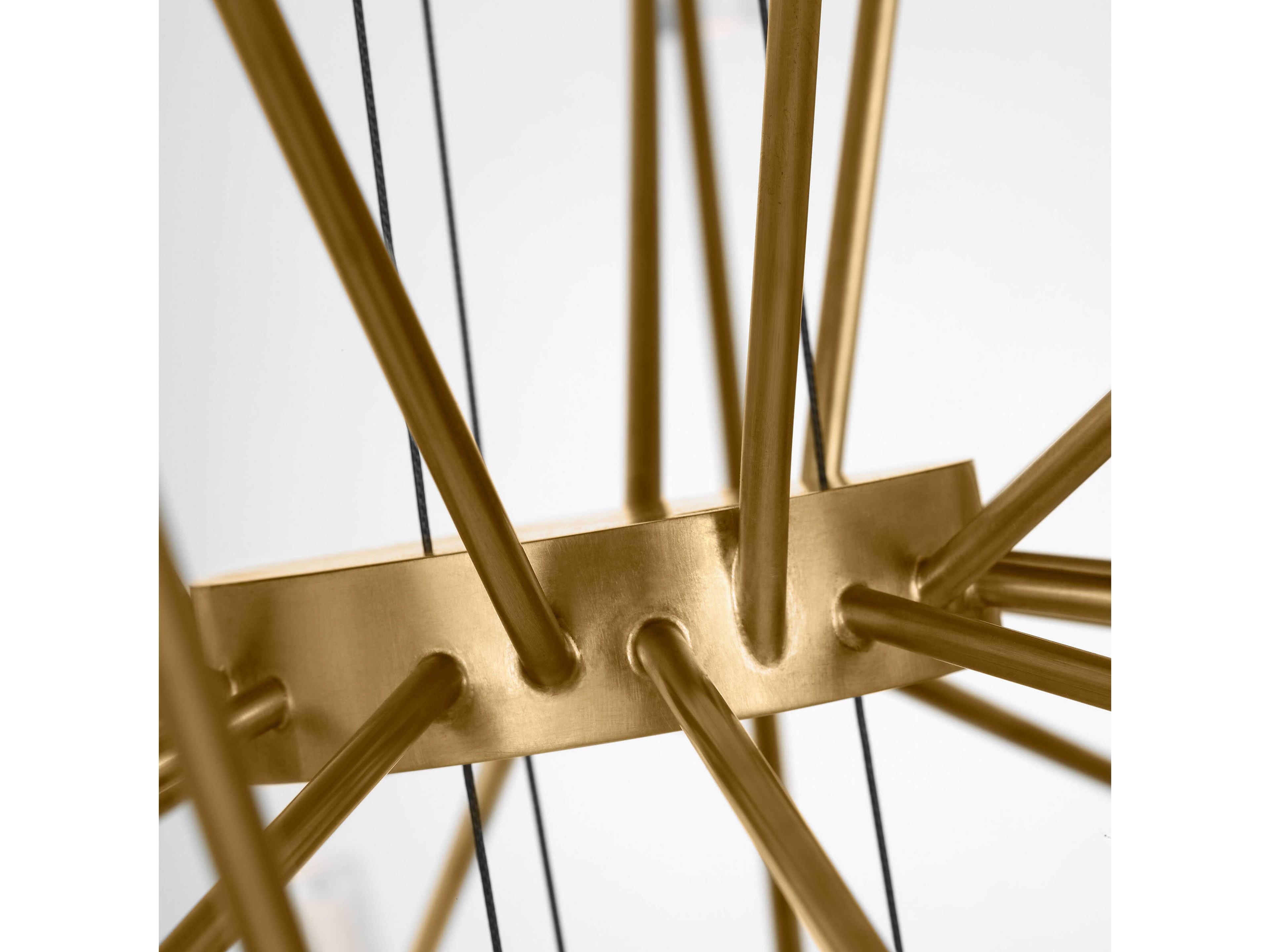 Visual Comfort Modern Lassell 42-Light Natural Brass Geometric Tiered Chandelier