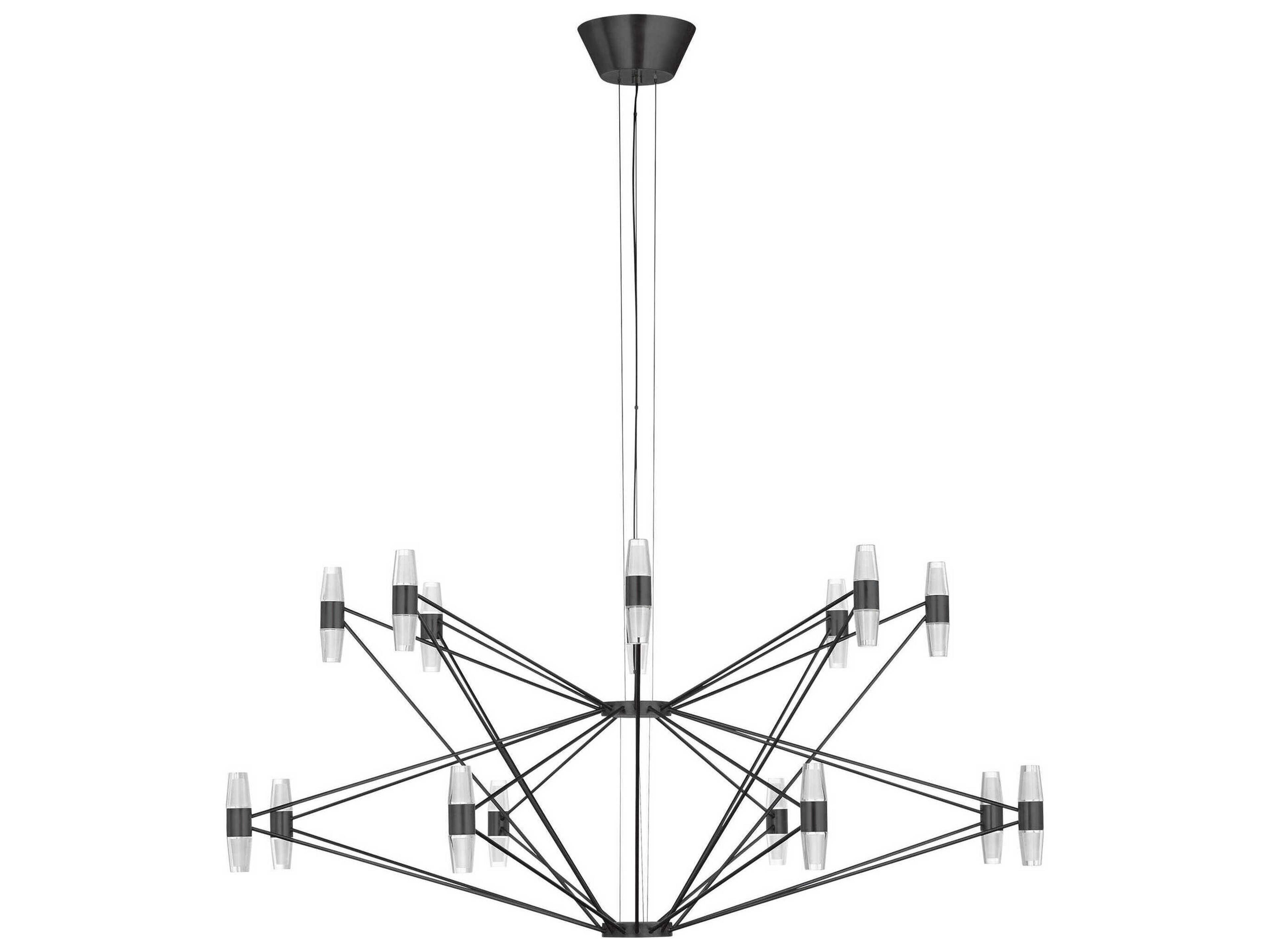 Visual Comfort Modern Lassell 48-Light Dark Bronze Geometric Tiered Chandelier