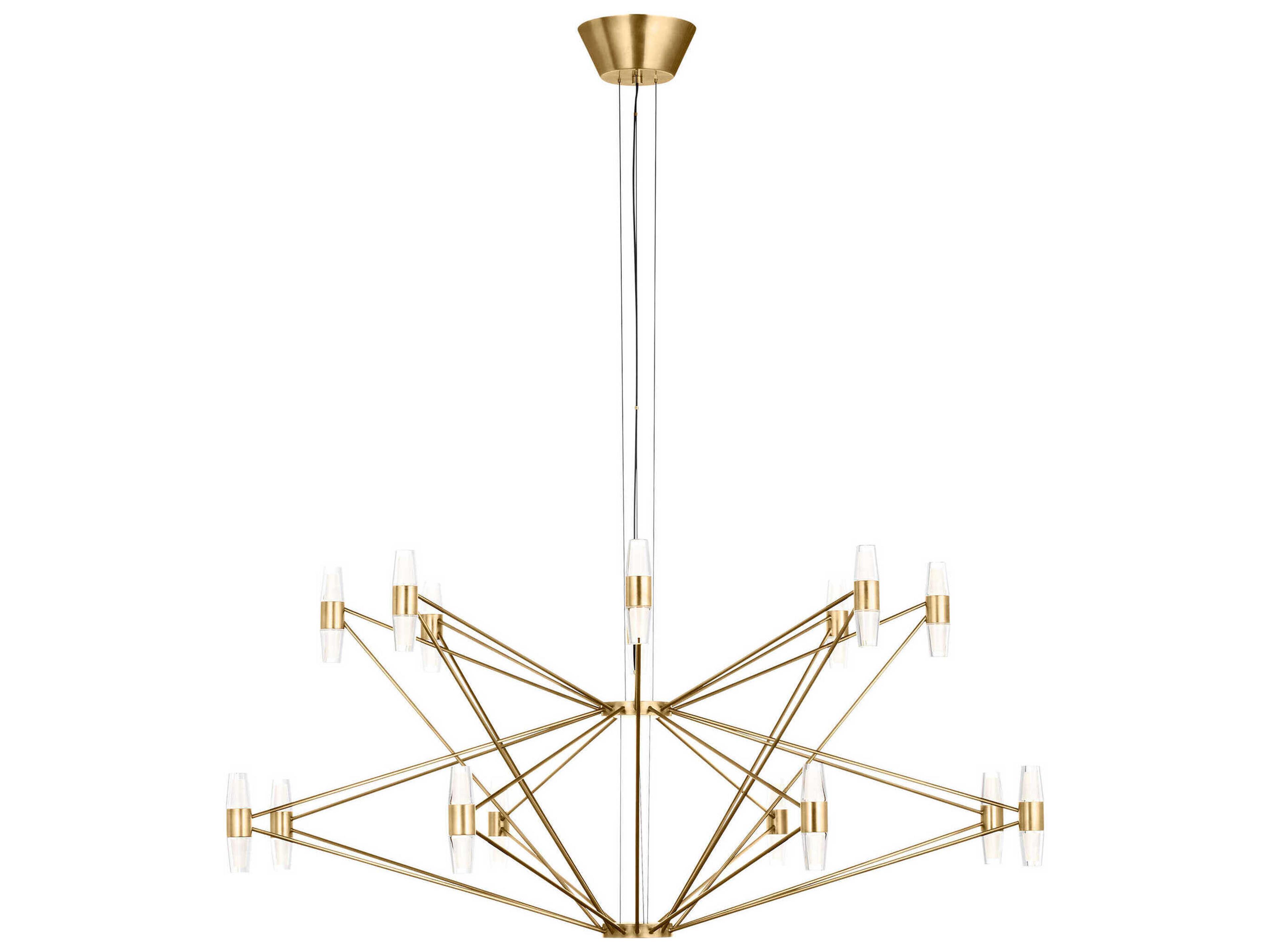 Lassell 48-Light Natural Brass Geometric Tiered Chandelier