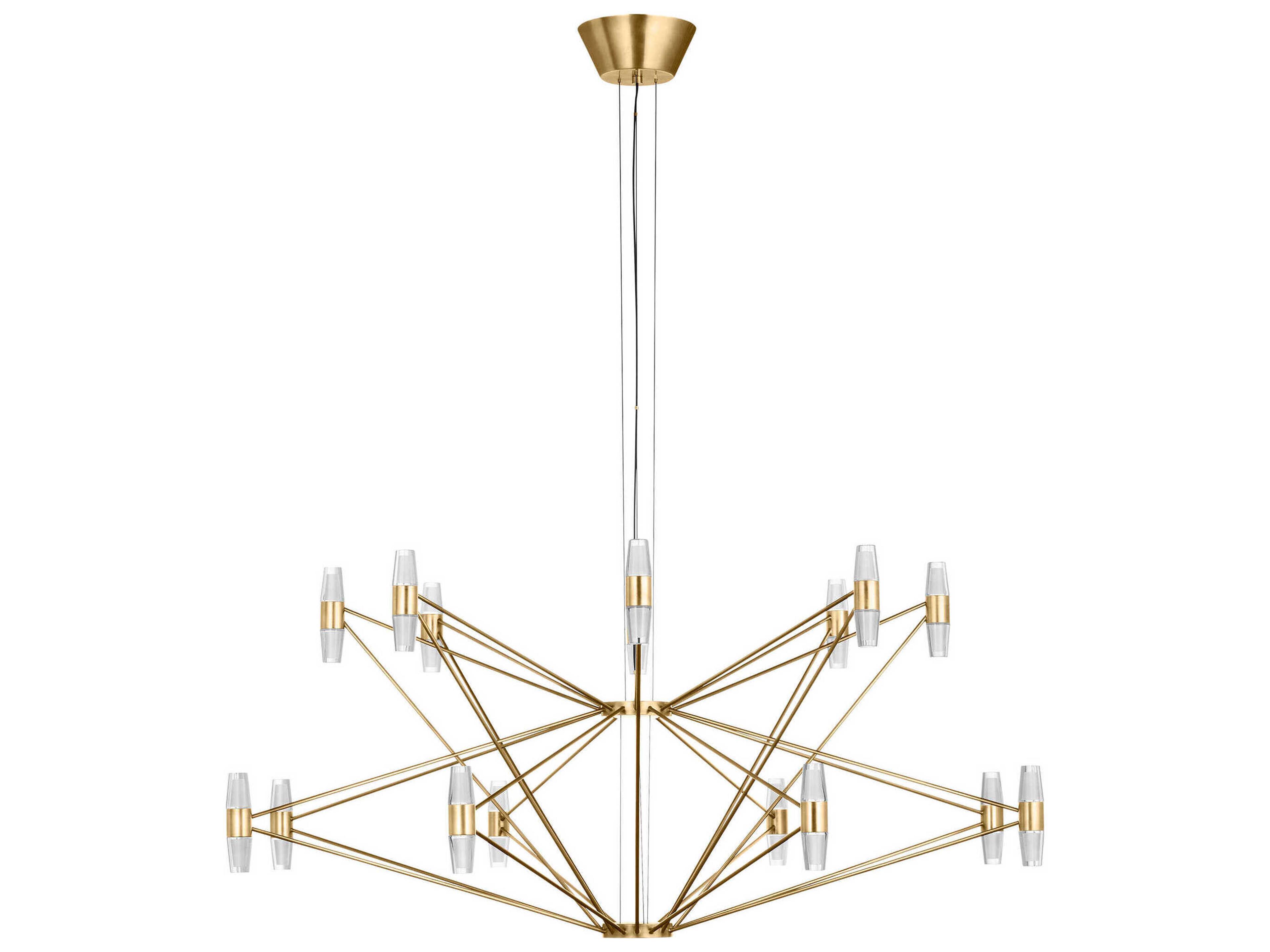 Visual Comfort Modern Lassell 48-Light Natural Brass Geometric Tiered Chandelier