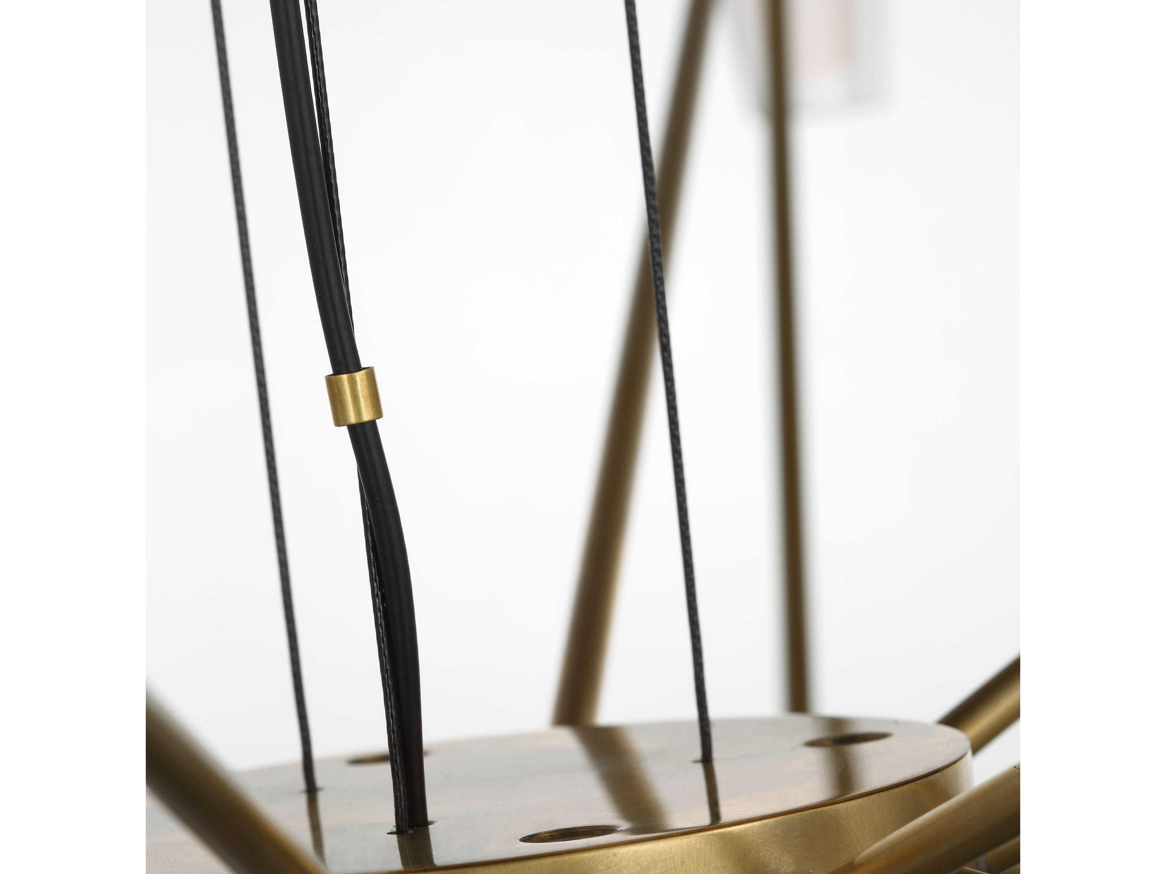 Visual Comfort Modern Lassell 48-Light Natural Brass Geometric Tiered Chandelier