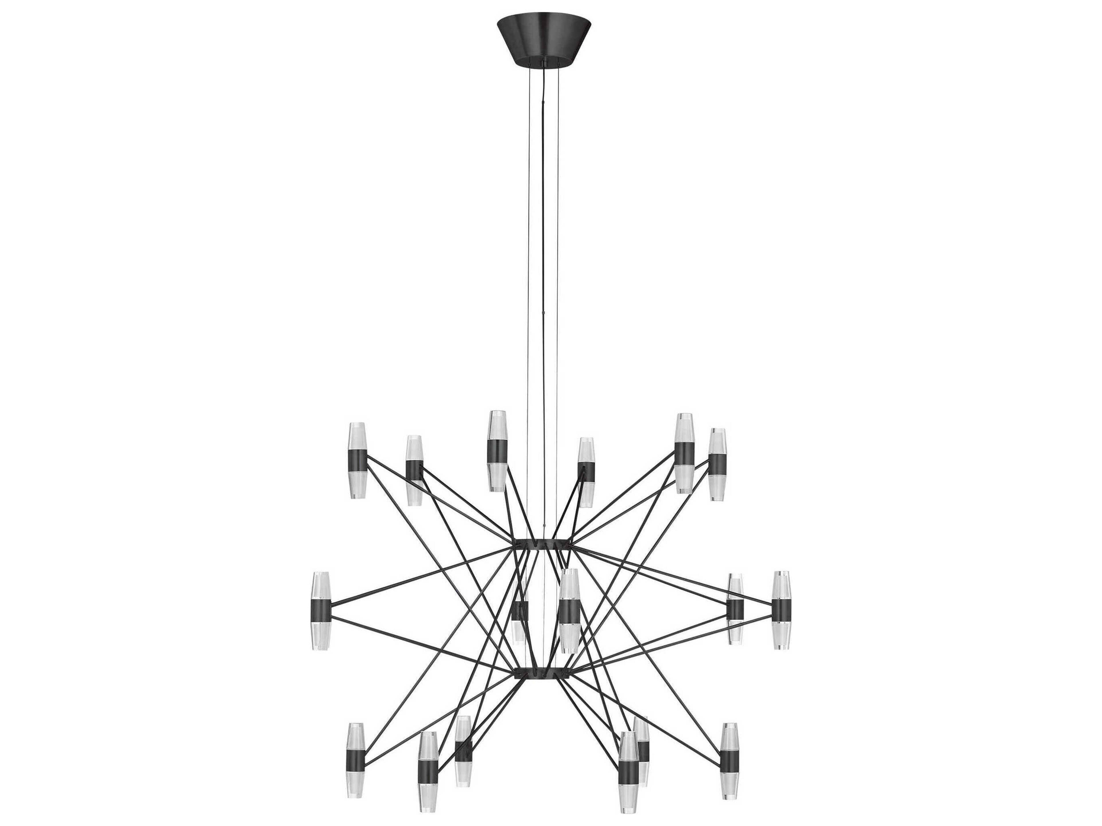 Visual Comfort Modern Lassell 36-Light Dark Bronze Geometric Tiered Chandelier