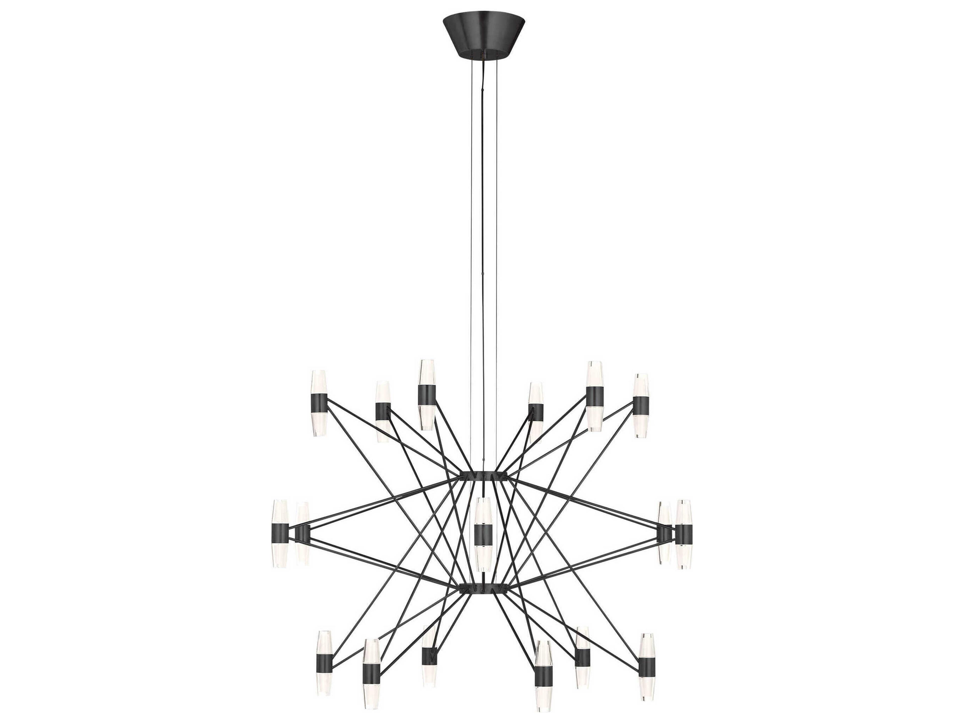 Visual Comfort Modern Lassell 36-Light Dark Bronze Geometric Tiered Chandelier