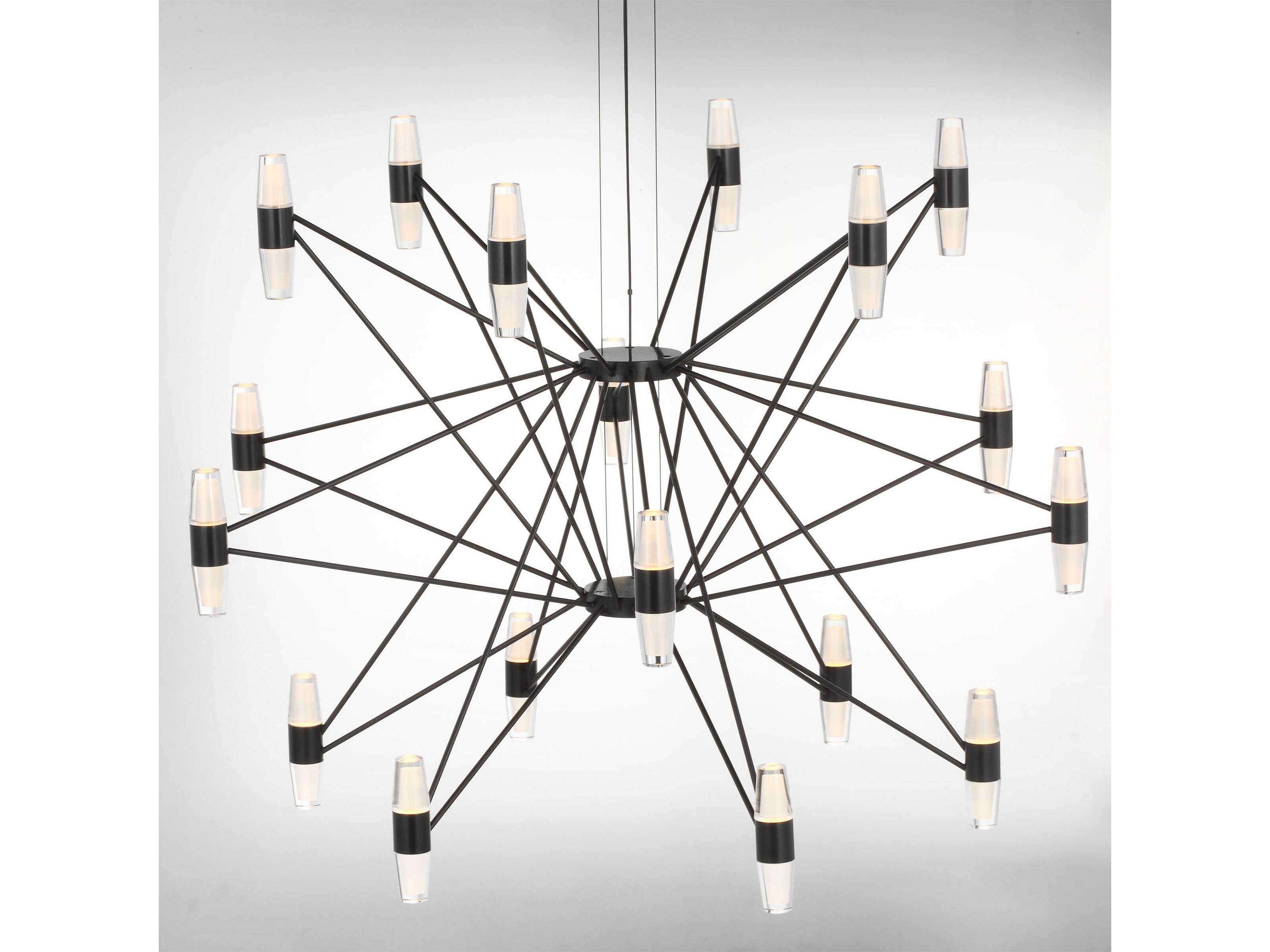 Visual Comfort Modern Lassell 36-Light Dark Bronze Geometric Tiered Chandelier