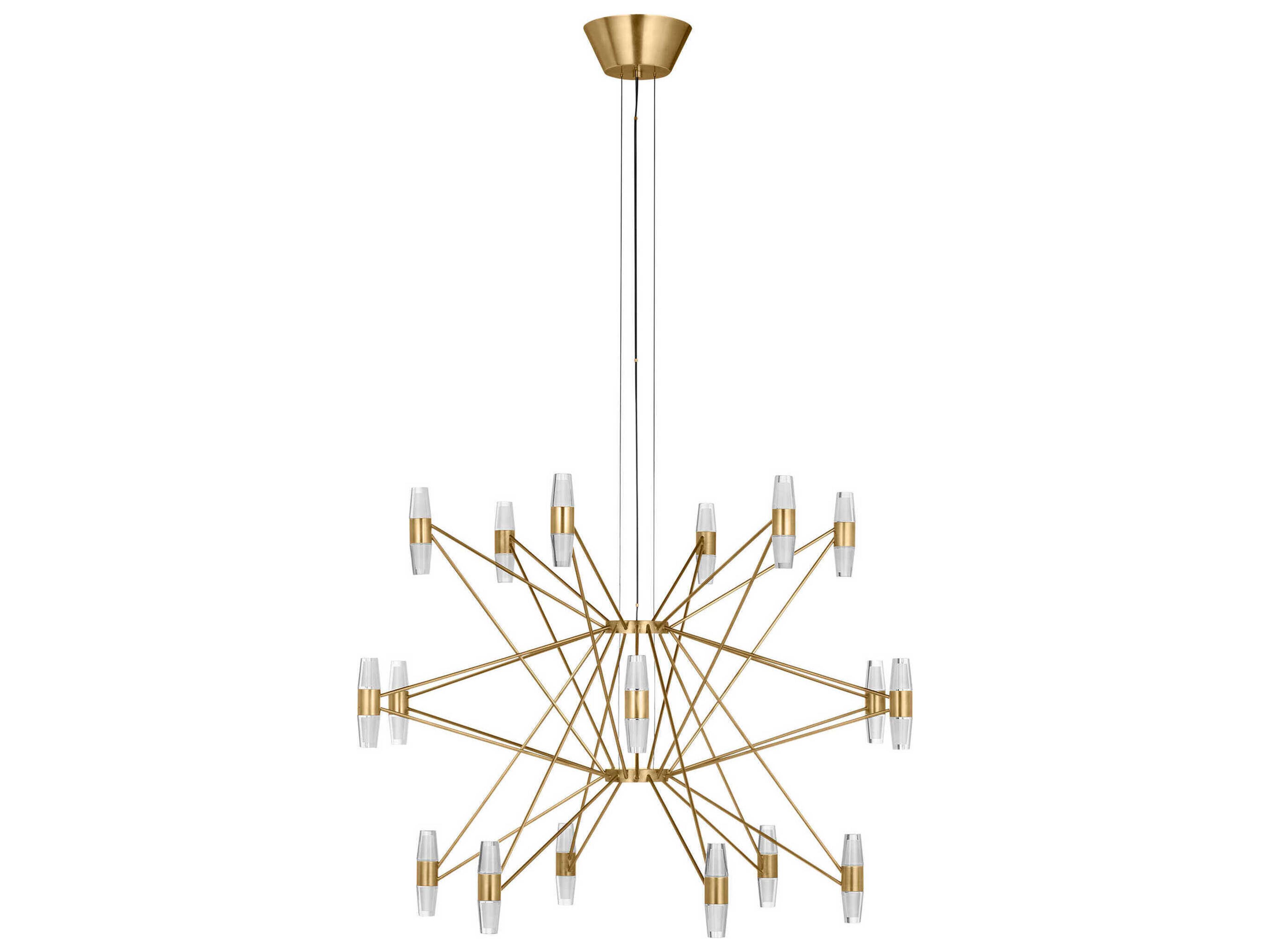 Visual Comfort Modern Lassell 36-Light Natural Brass Geometric Tiered Chandelier