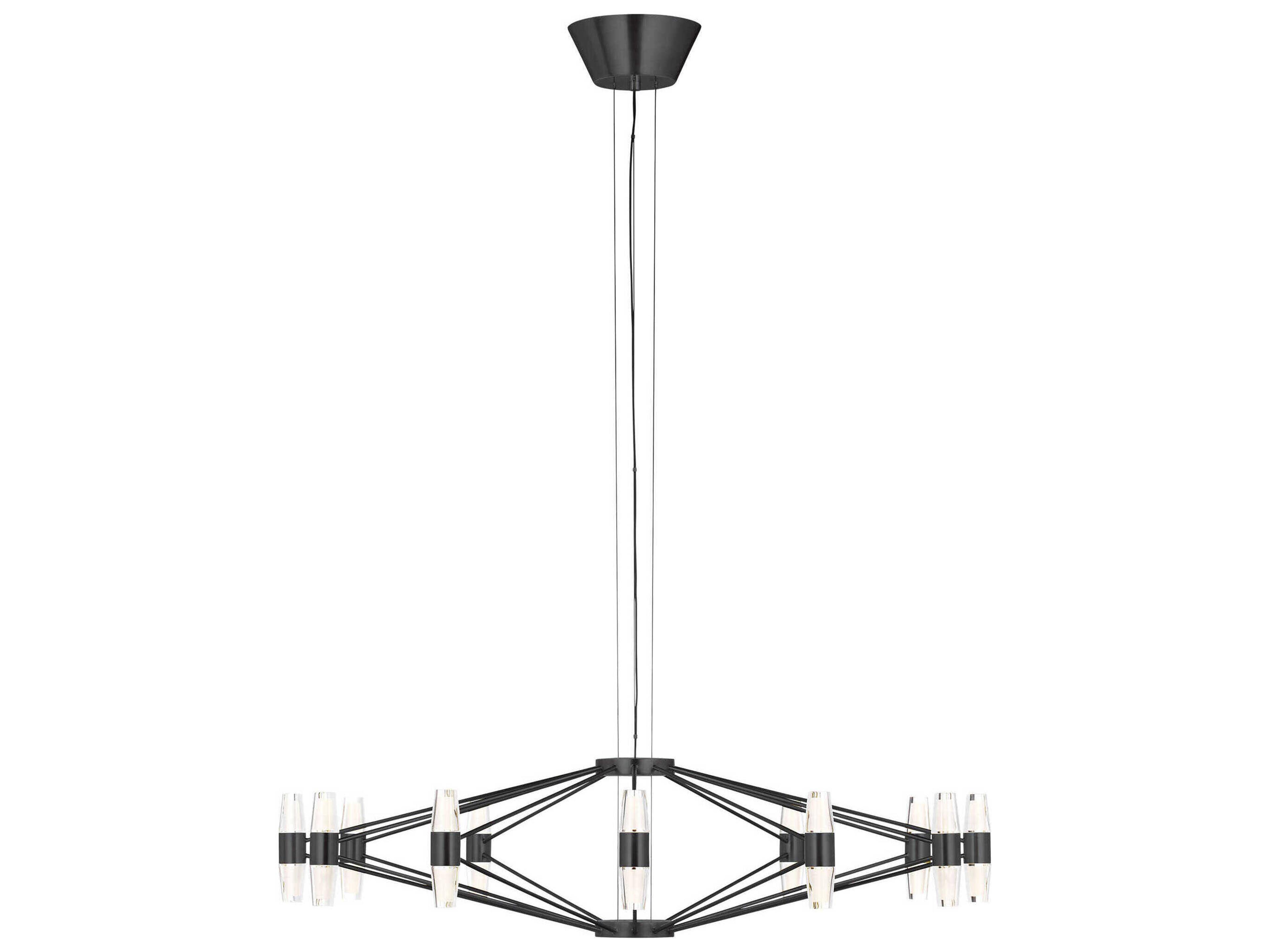 Visual Comfort Modern Lassell 24-Light Dark Bronze Geometric Chandelier