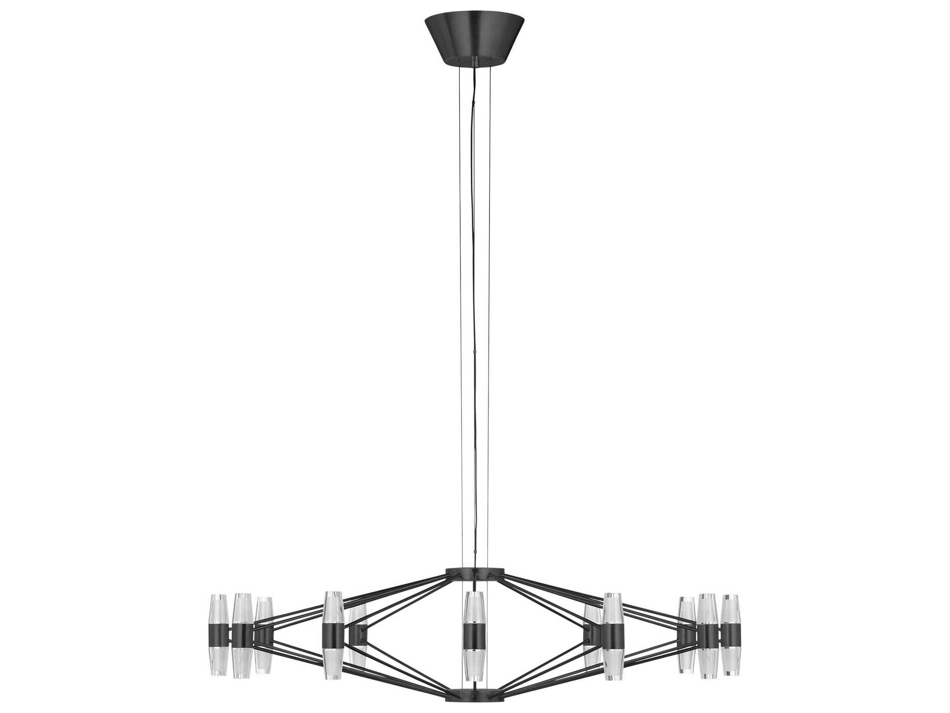 Visual Comfort Modern Lassell 24-Light Dark Bronze Geometric Chandelier