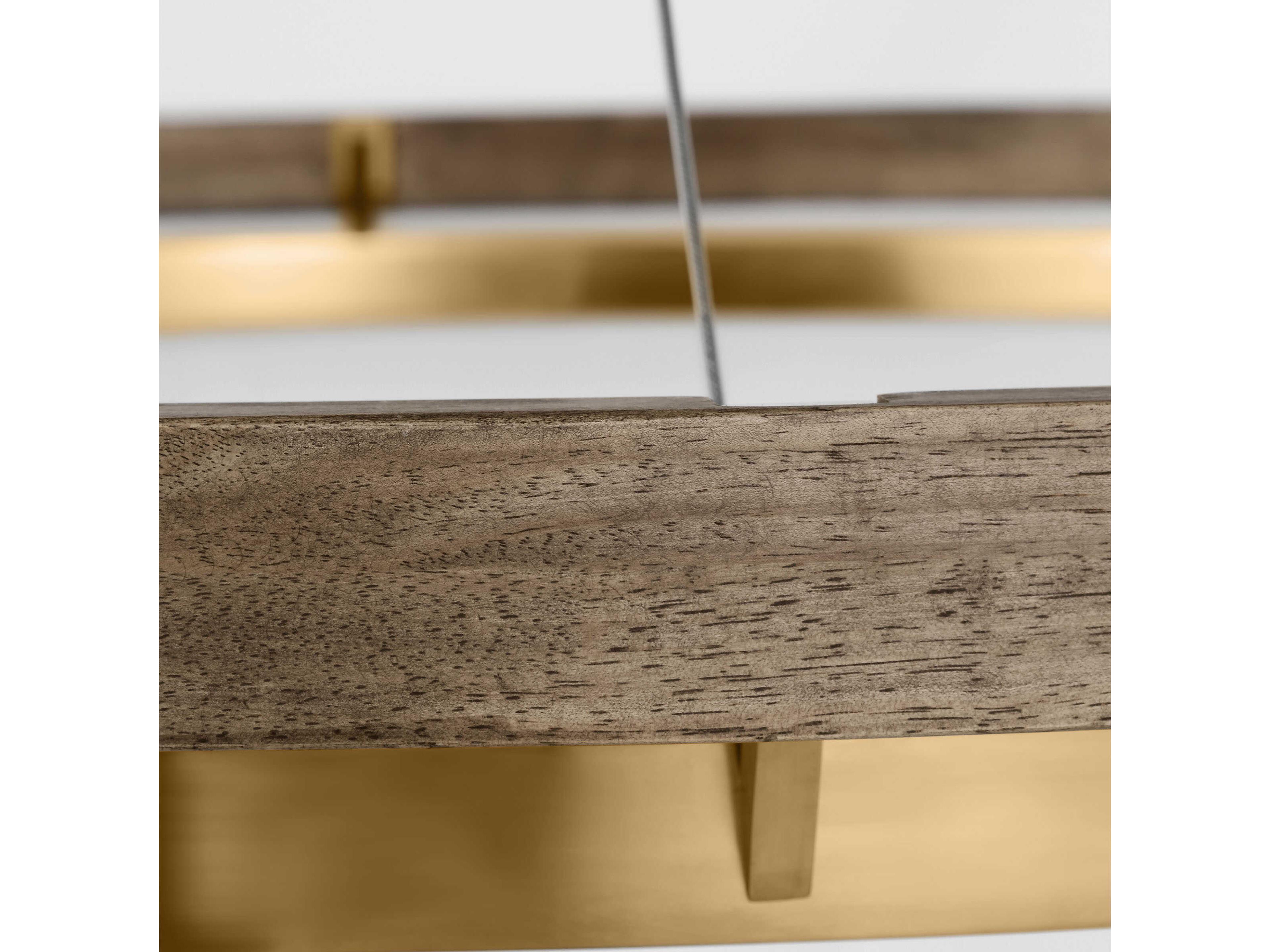 Visual Comfort Modern Grace 1-Light Natural Brass Weathered Oak Wood Brass Round Pendant