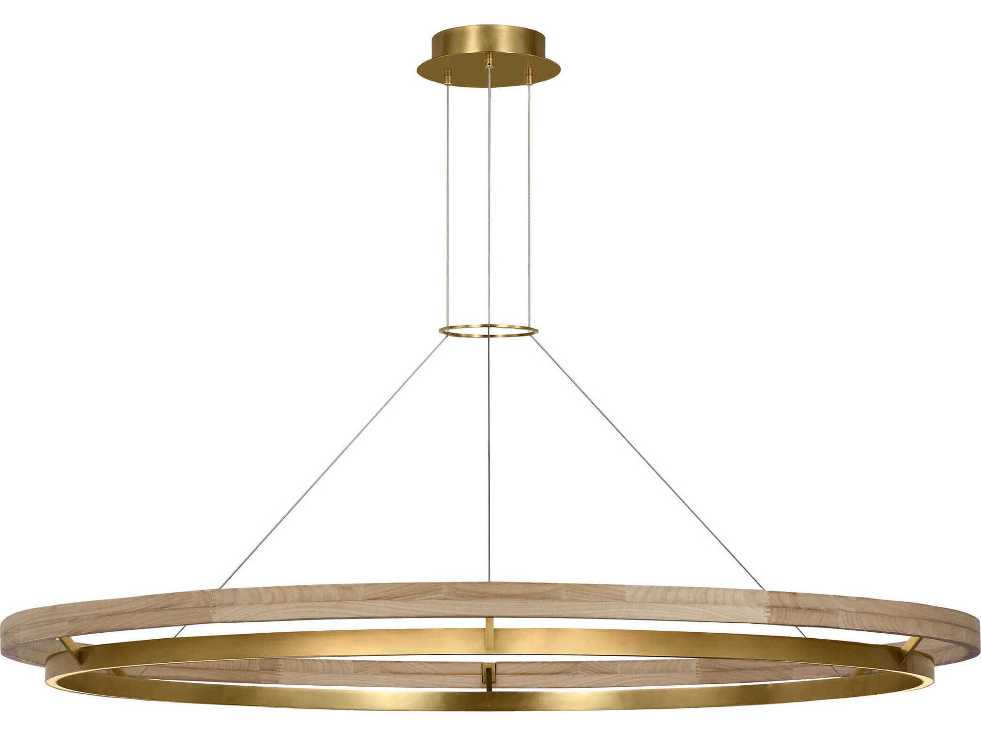 Visual Comfort Modern Grace 1-Light Hand Rubbed Antique Brass Natural Oak Pendant