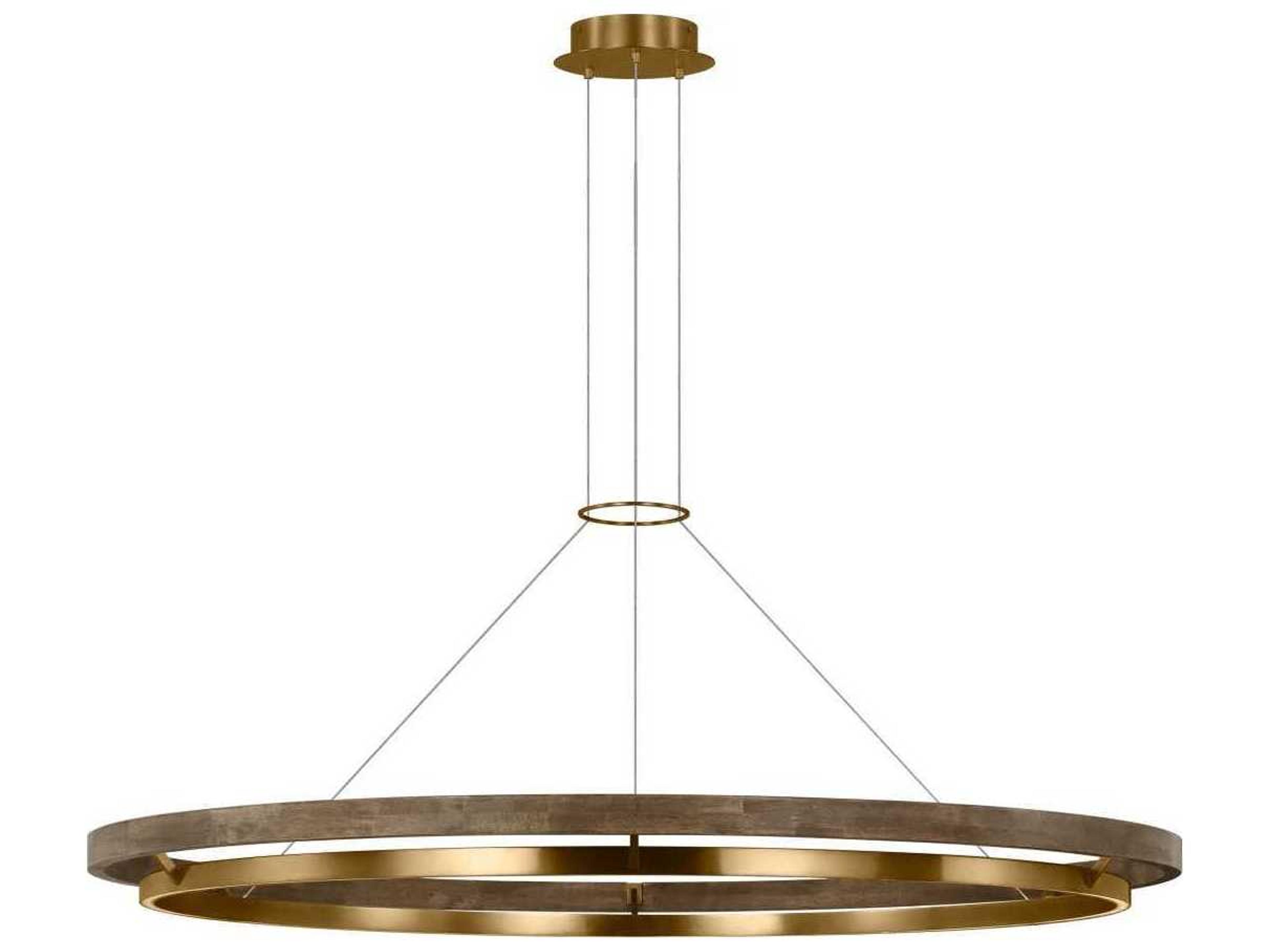 Grace 1-Light Natural Brass Weathered Oak Round Pendant